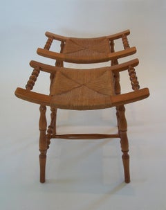 Pareja de bancos con asiento de arce y junco estilo Hitchcock - EE.UU. - Años 50 aproximadamente