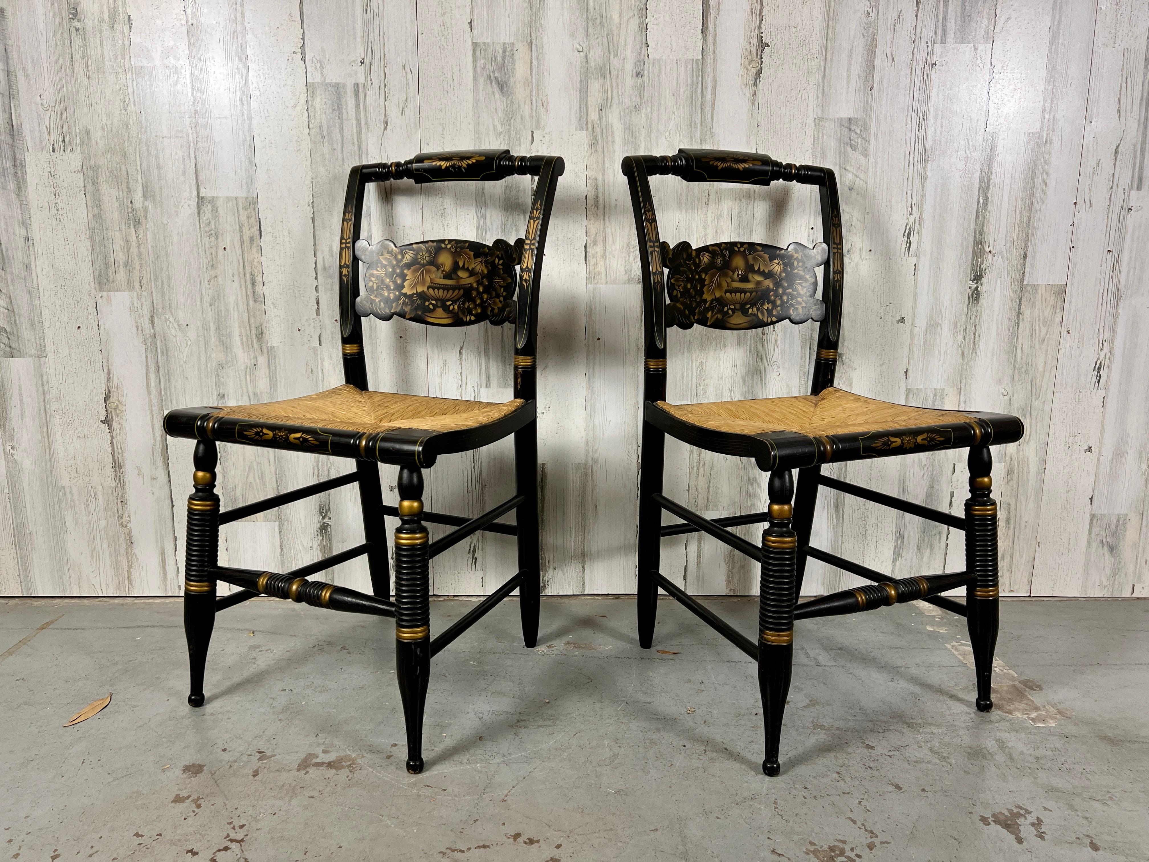 American Hitchcock style Rush Seat Side Chairs 