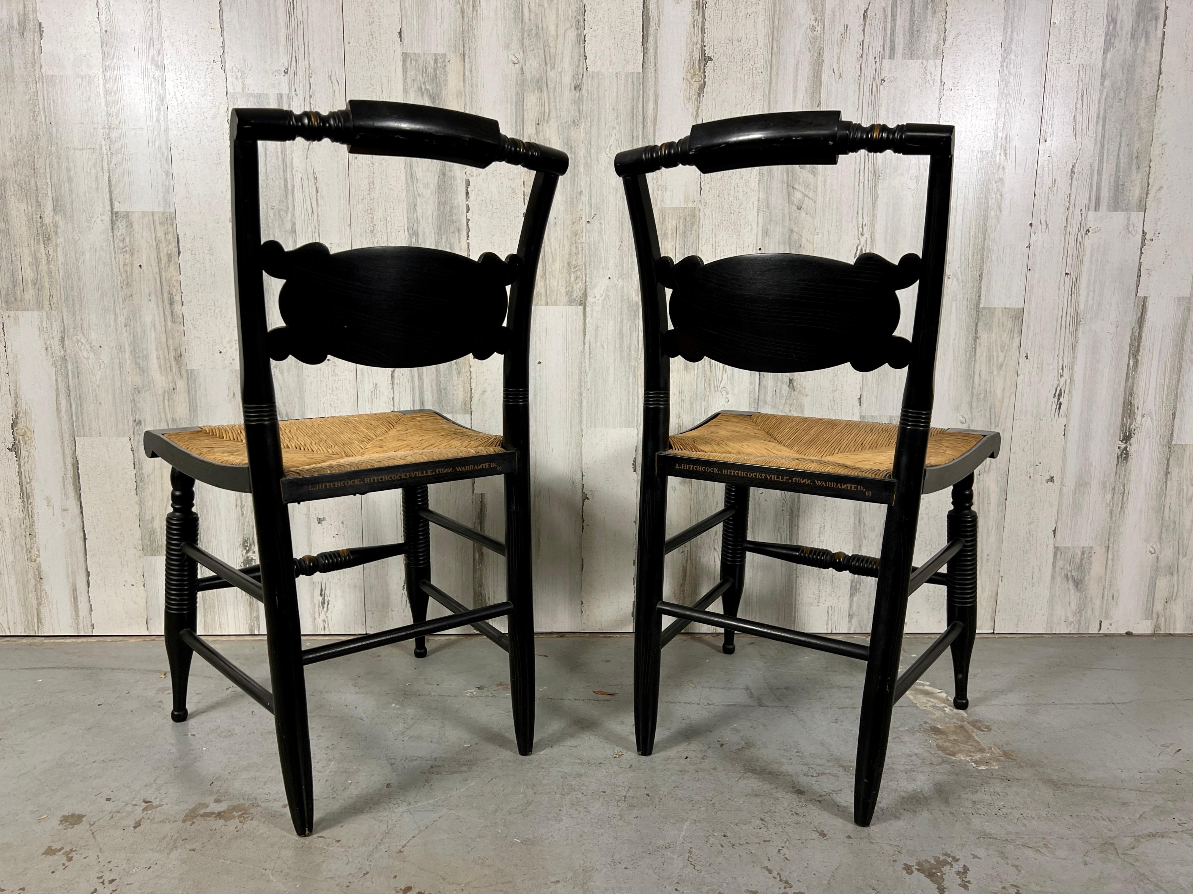 Hitchcock style Rush Seat Side Chairs  In Good Condition In Denton, TX