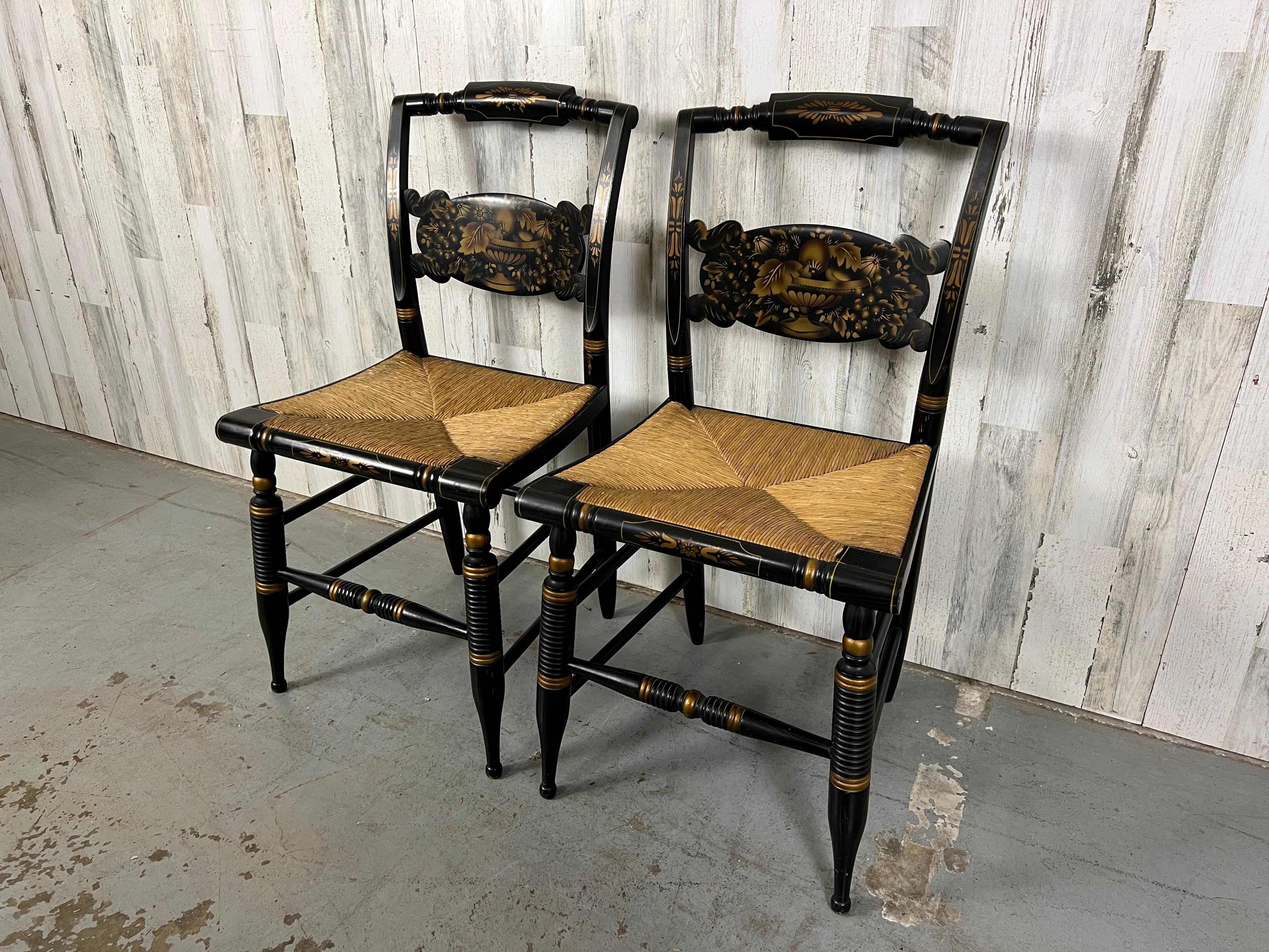 Hitchcock style Rush Seat Side Chairs  2