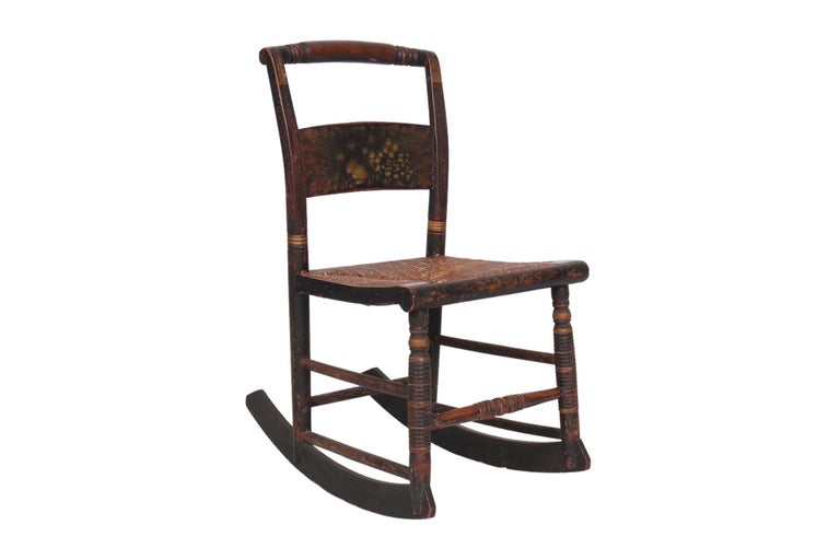 Hitchcock Style Stenciled Rocking Chair For Sale at 1stDibs