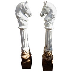 Hitching Posts Cast Iron Horse Heads a Pair