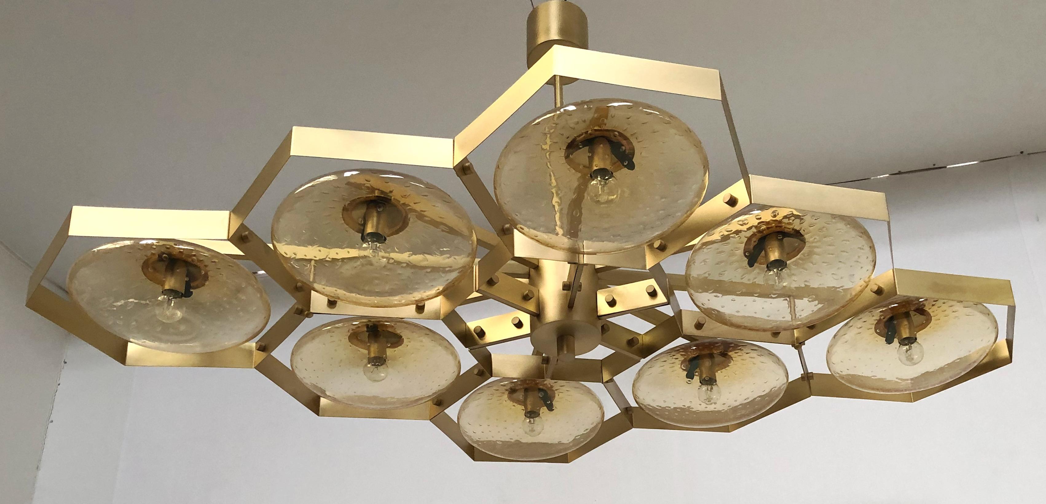 Brass Hive Chandelier by Fabio Ltd For Sale