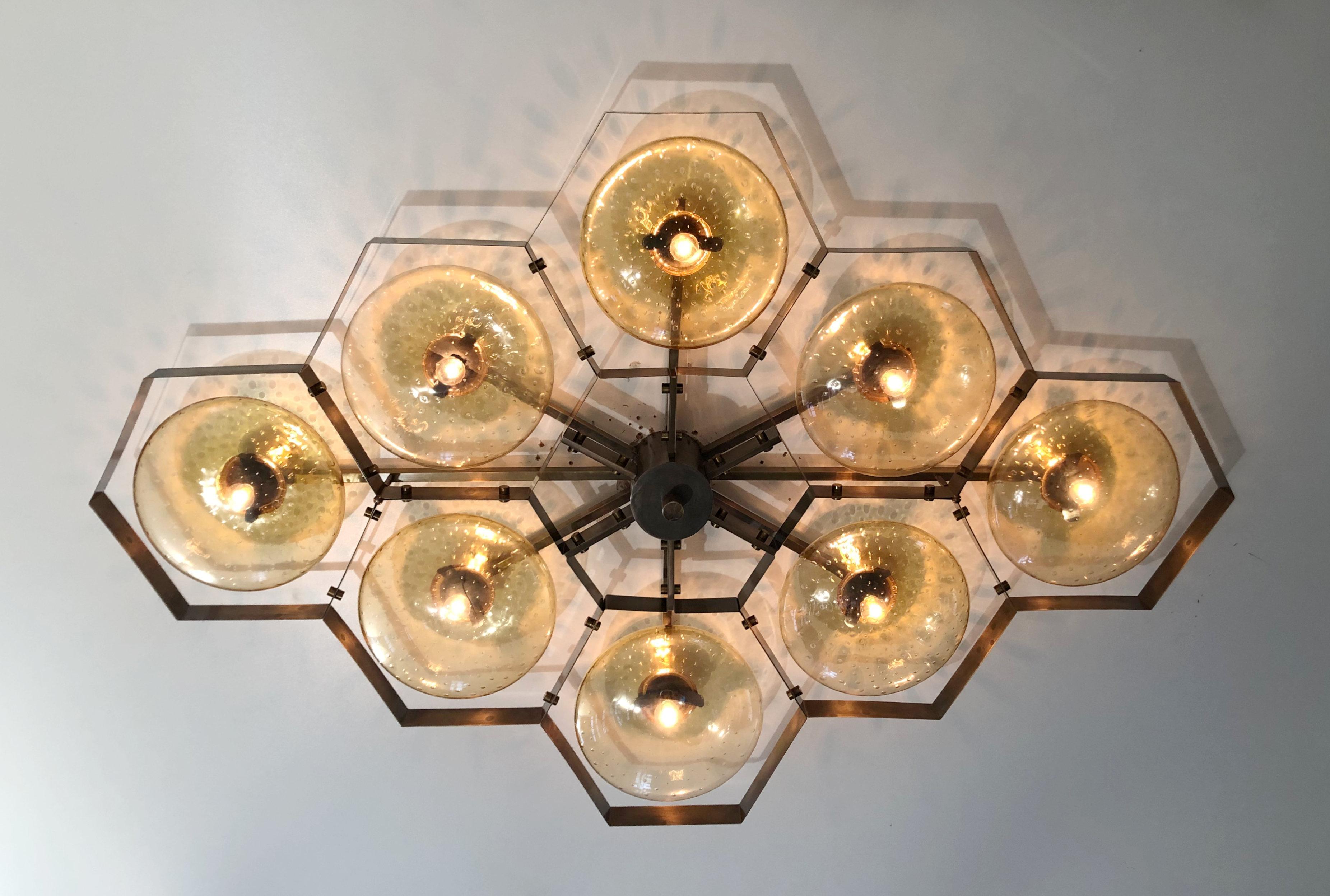 Bronzed Hive Flush Mount by Fabio Ltd For Sale