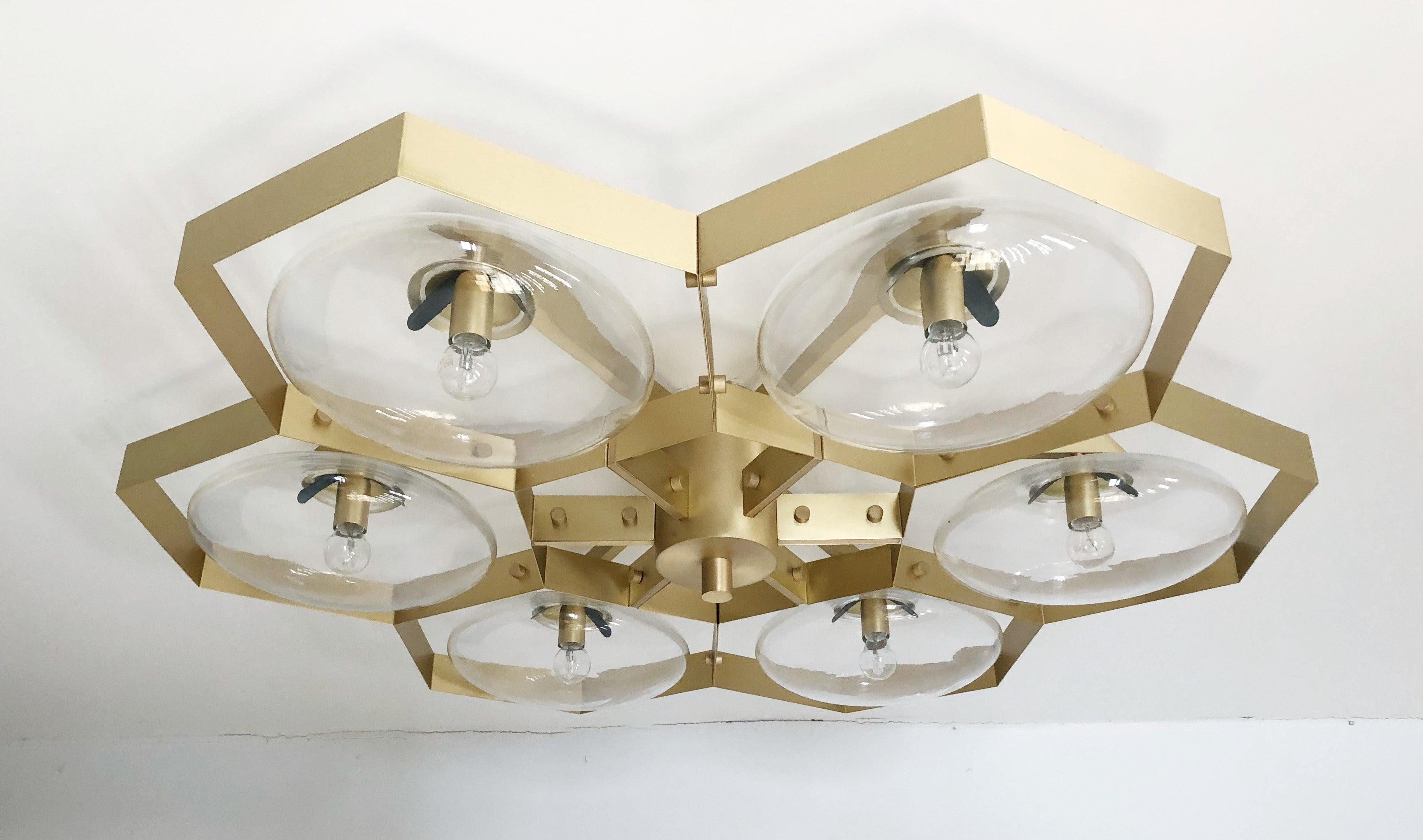 Brushed Hive Flush Mount by Fabio Ltd For Sale