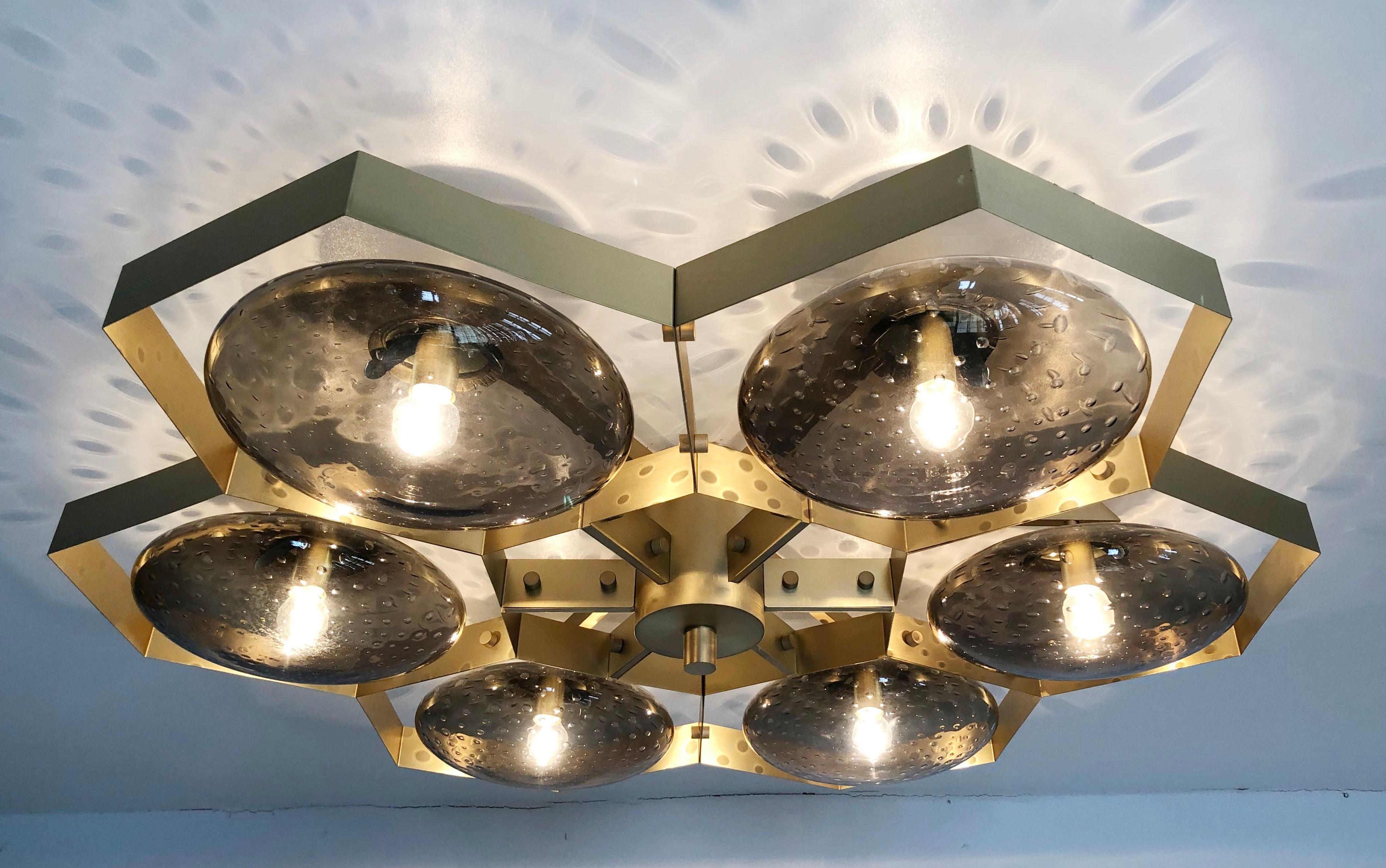 Blown Glass Hive Flush Mount by Fabio Ltd For Sale