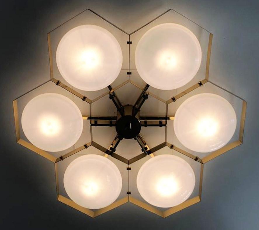 Murano Glass Hive Flush Mount by Fabio Ltd For Sale