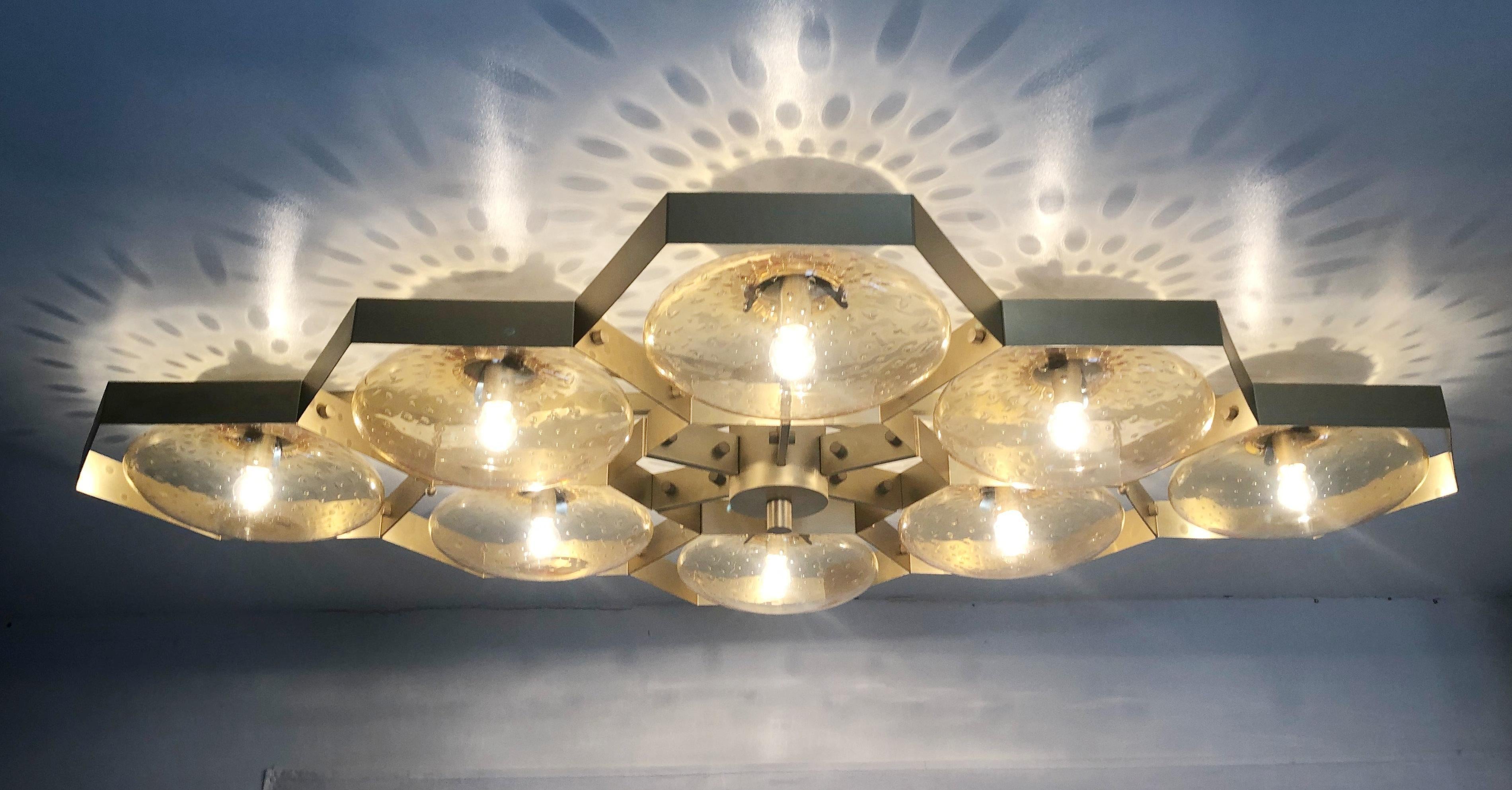 Blown Glass Hive Flush Mount by Fabio Ltd For Sale