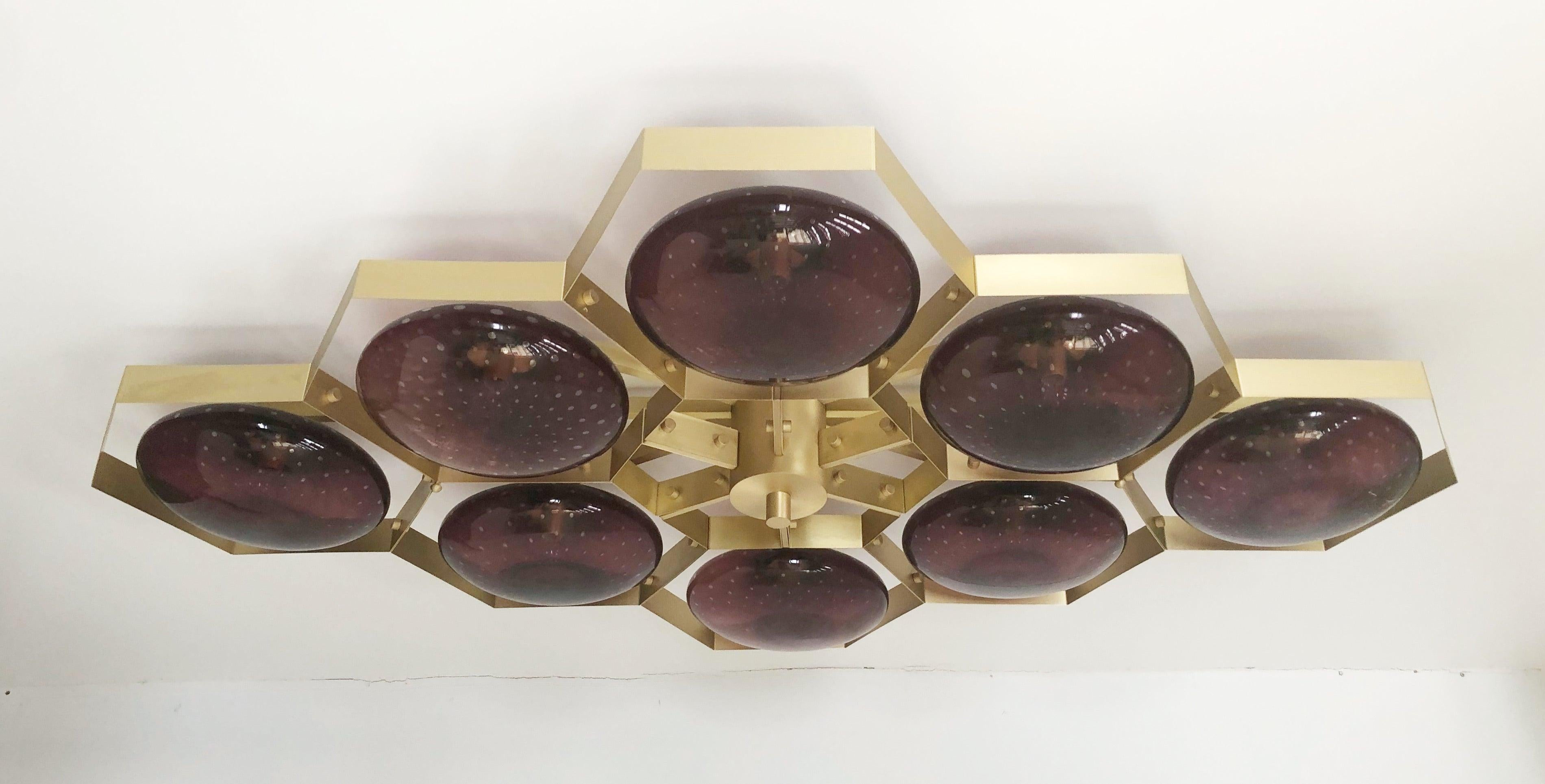 Blown Glass Hive Flushmount by Fabio Ltd For Sale