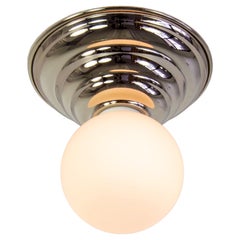 Hive Flush Mount by Research.Lighting, Nickel, 3in Glass Globe, In Stock