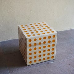 HIVE II, Resin and Travertine Cube Side Table by Paola Valle