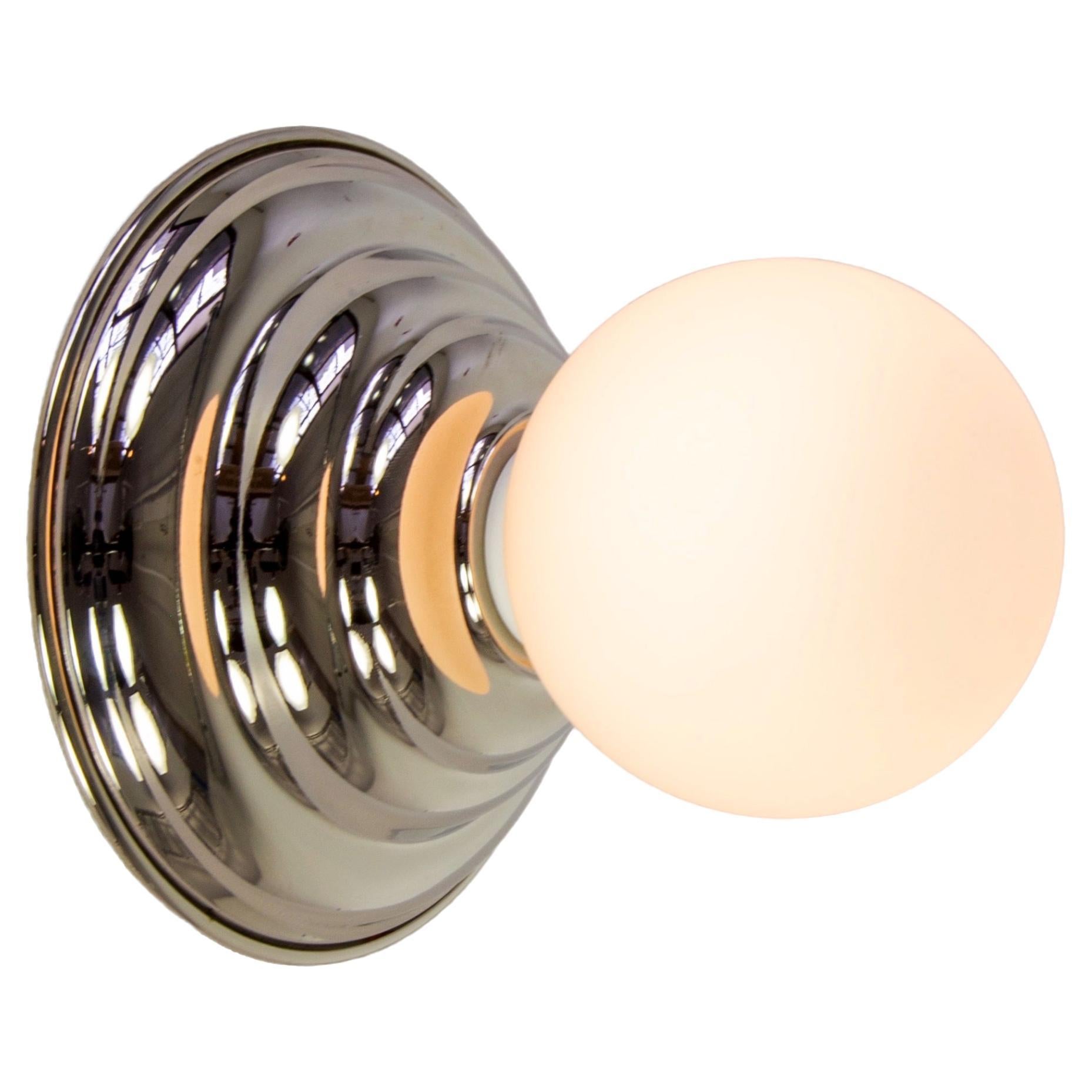 Hive Sconce by Research.Lighting, Polished Nickel, 3in Glass, In Stock For Sale
