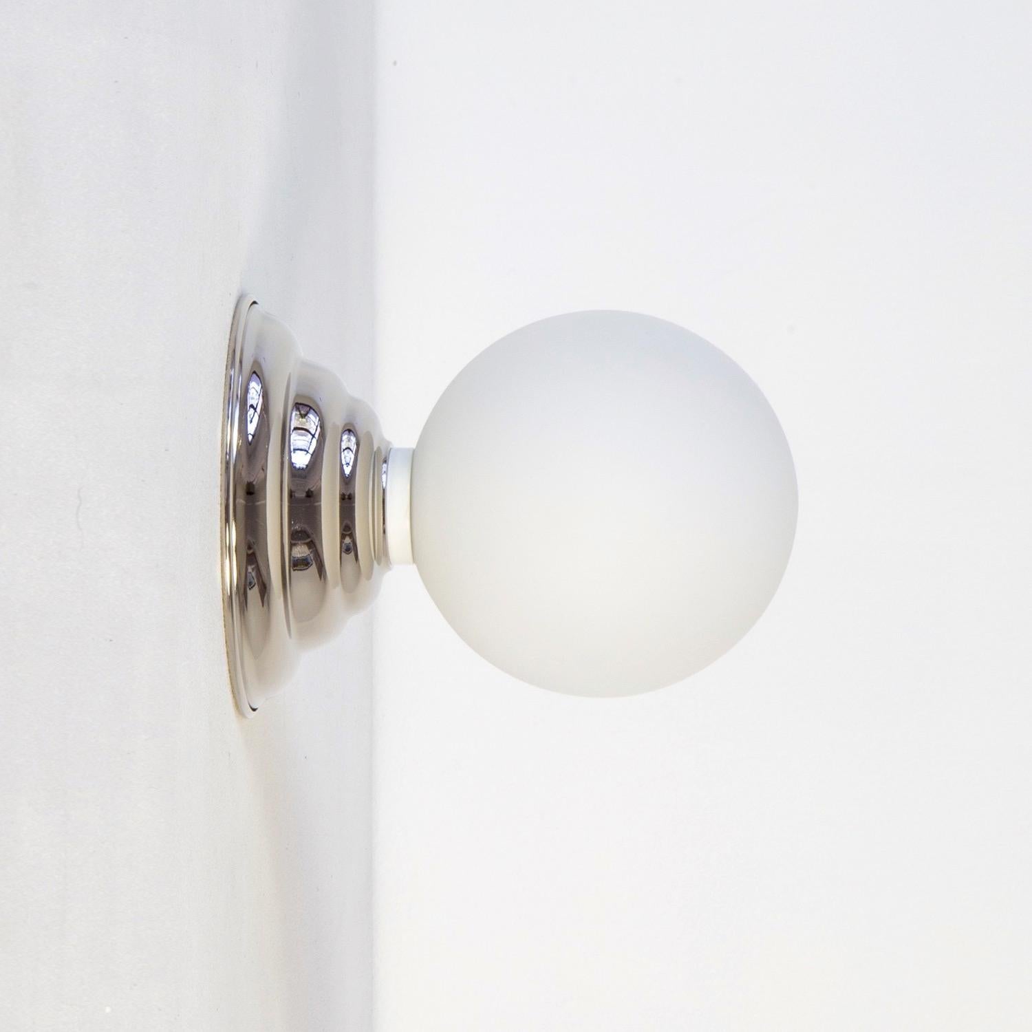 Hive Sconce by Research.Lighting, Polished Nickel, 5in Glass, In Stock In New Condition For Sale In Brooklyn, NY