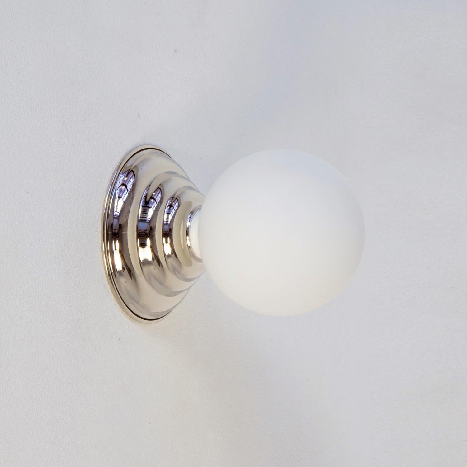Hive Sconce by Research.Lighting, Polished Nickel, 5in Glass, In Stock For Sale 1