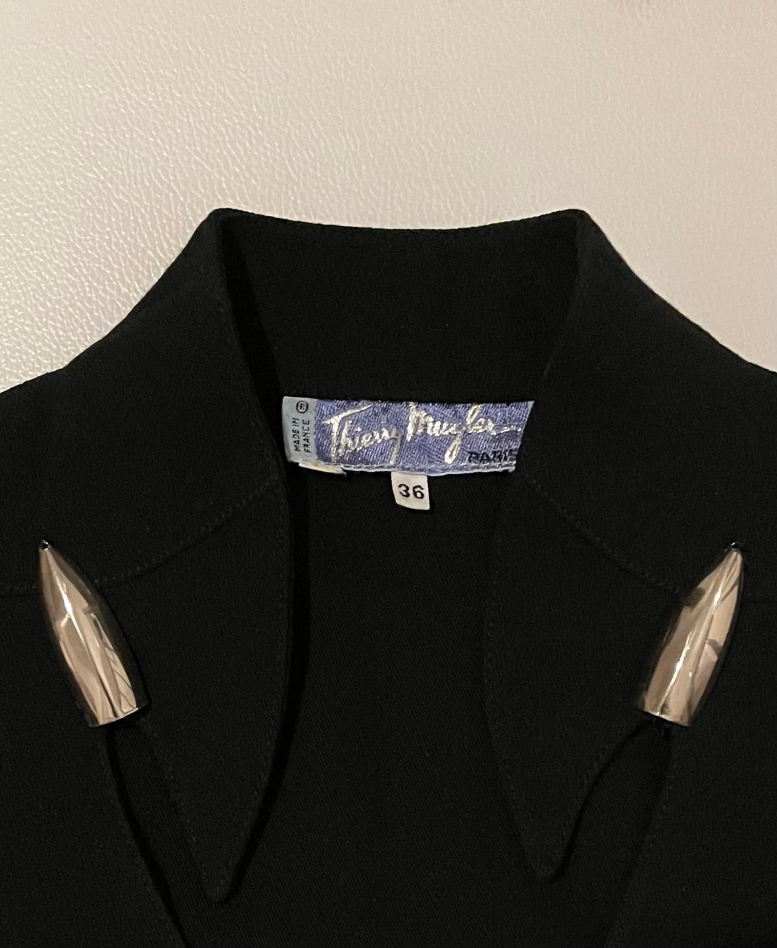 Robe Thierry Mugler Hiver Buick FW 1989 Détails chromés noirs en vente 2