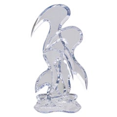 Hivo Van Teal Escultura de sobremesa de lucita translúcida con triple pájaro estilizado