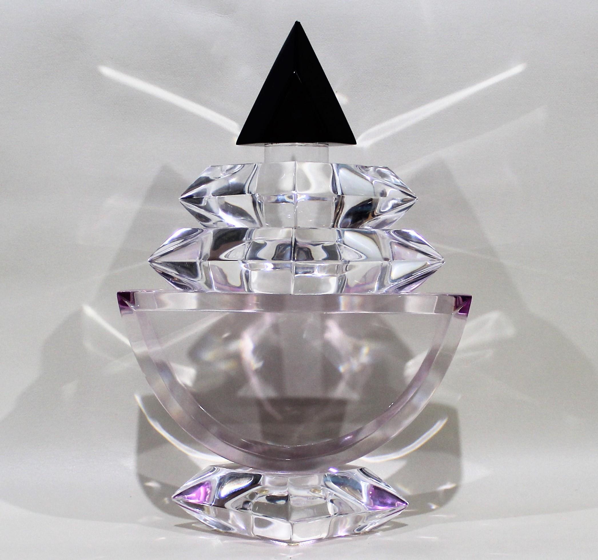 Hivo Van Teal Mid-Century Modern Lucite perfume bottle sculpture.