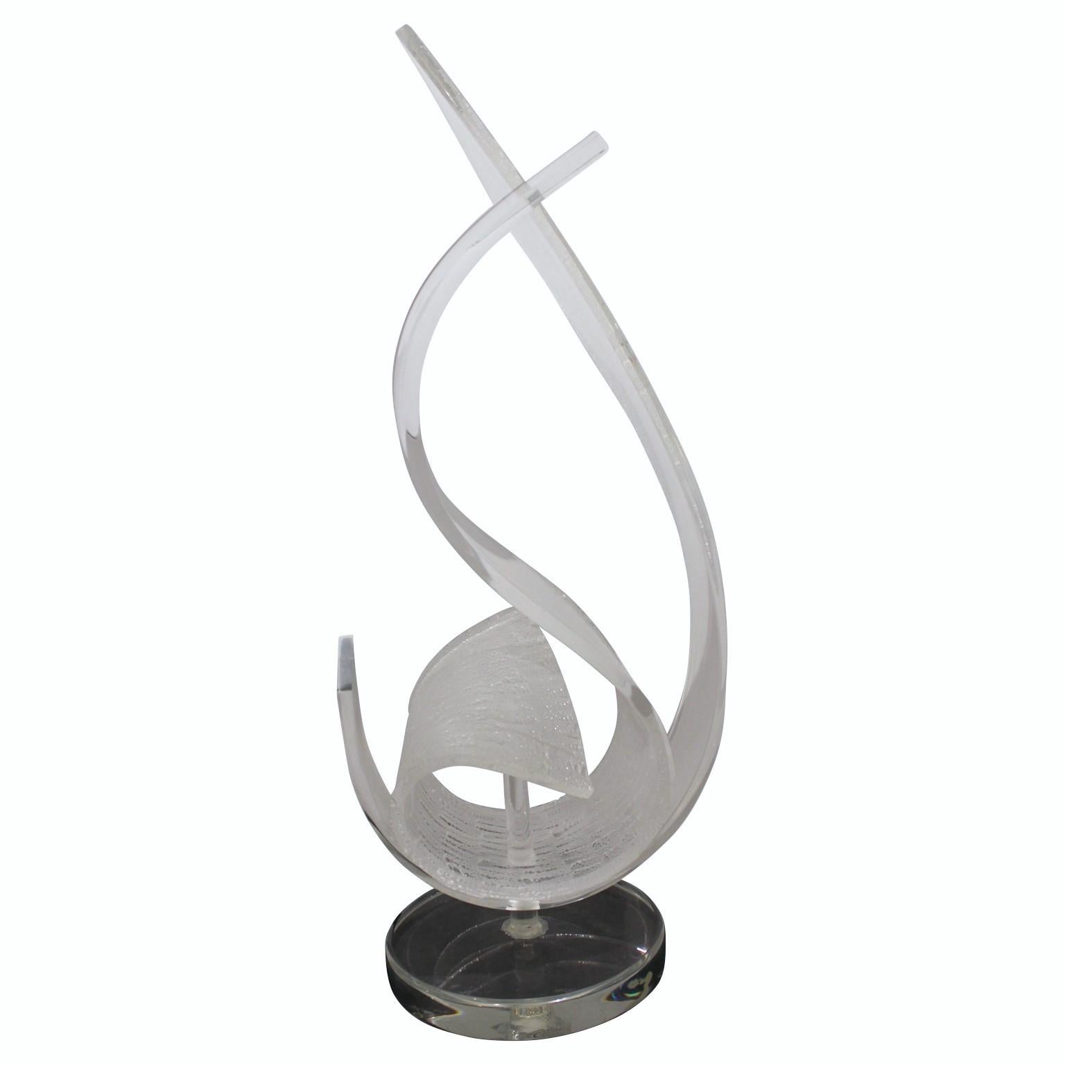 Acrylic Lucite Organic Flowing Sculpture - Gray Abstract Sculpture by Hivo Van Teal