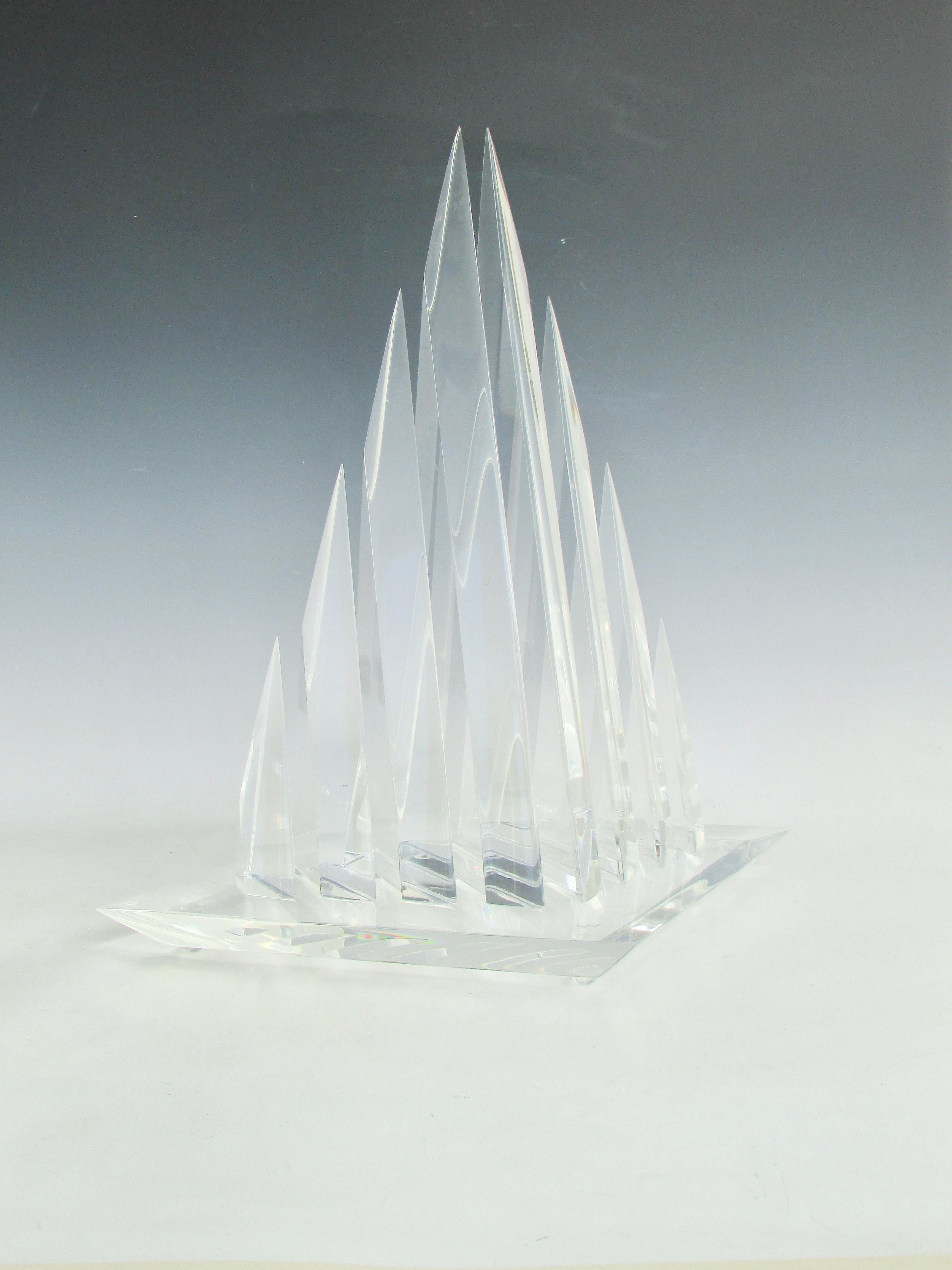 American Hivo Van Teal Segmented Lucite Pyramid, Triangle Sculpture For Sale
