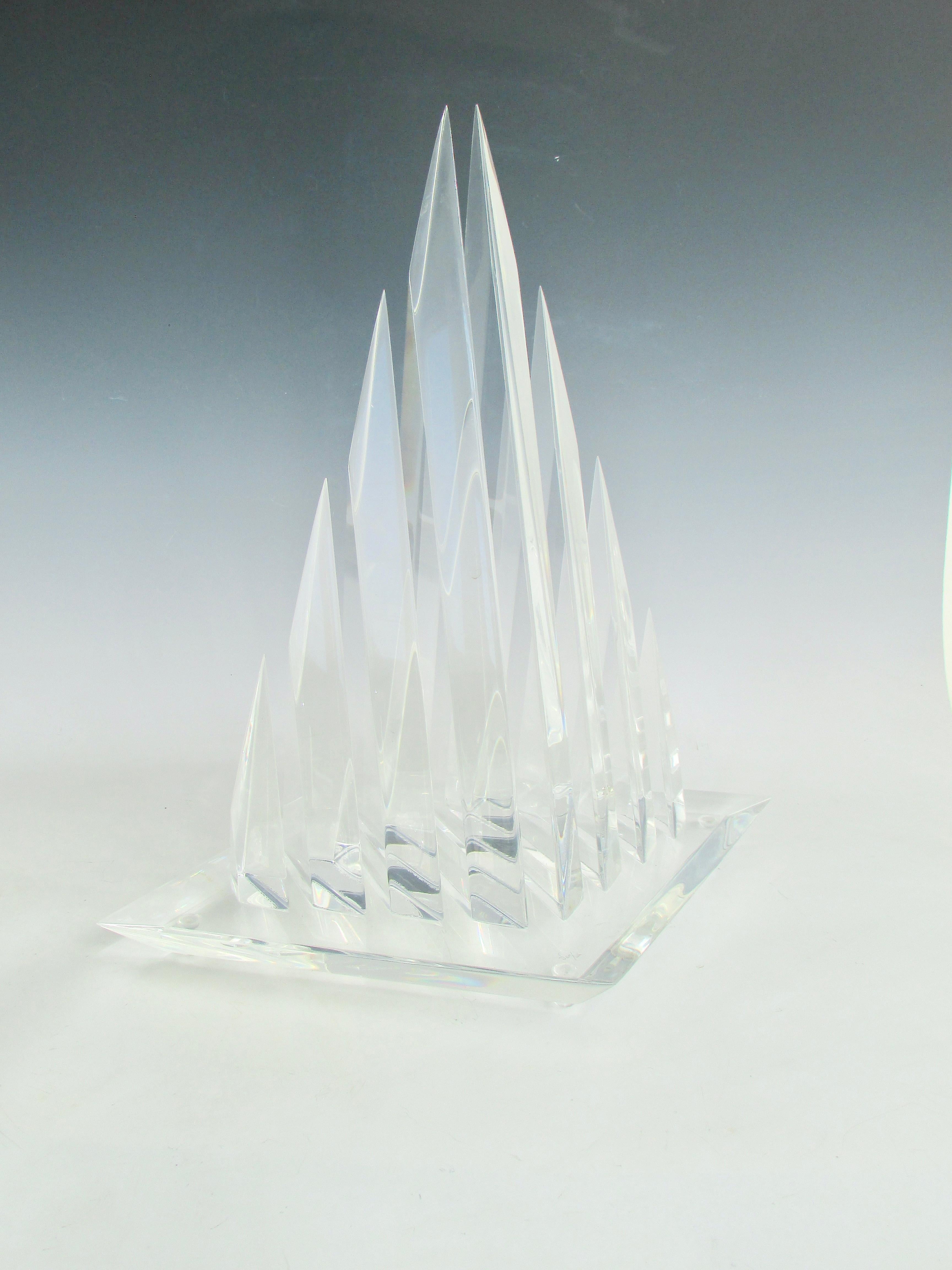 Polished Hivo Van Teal Segmented Lucite Pyramid, Triangle Sculpture