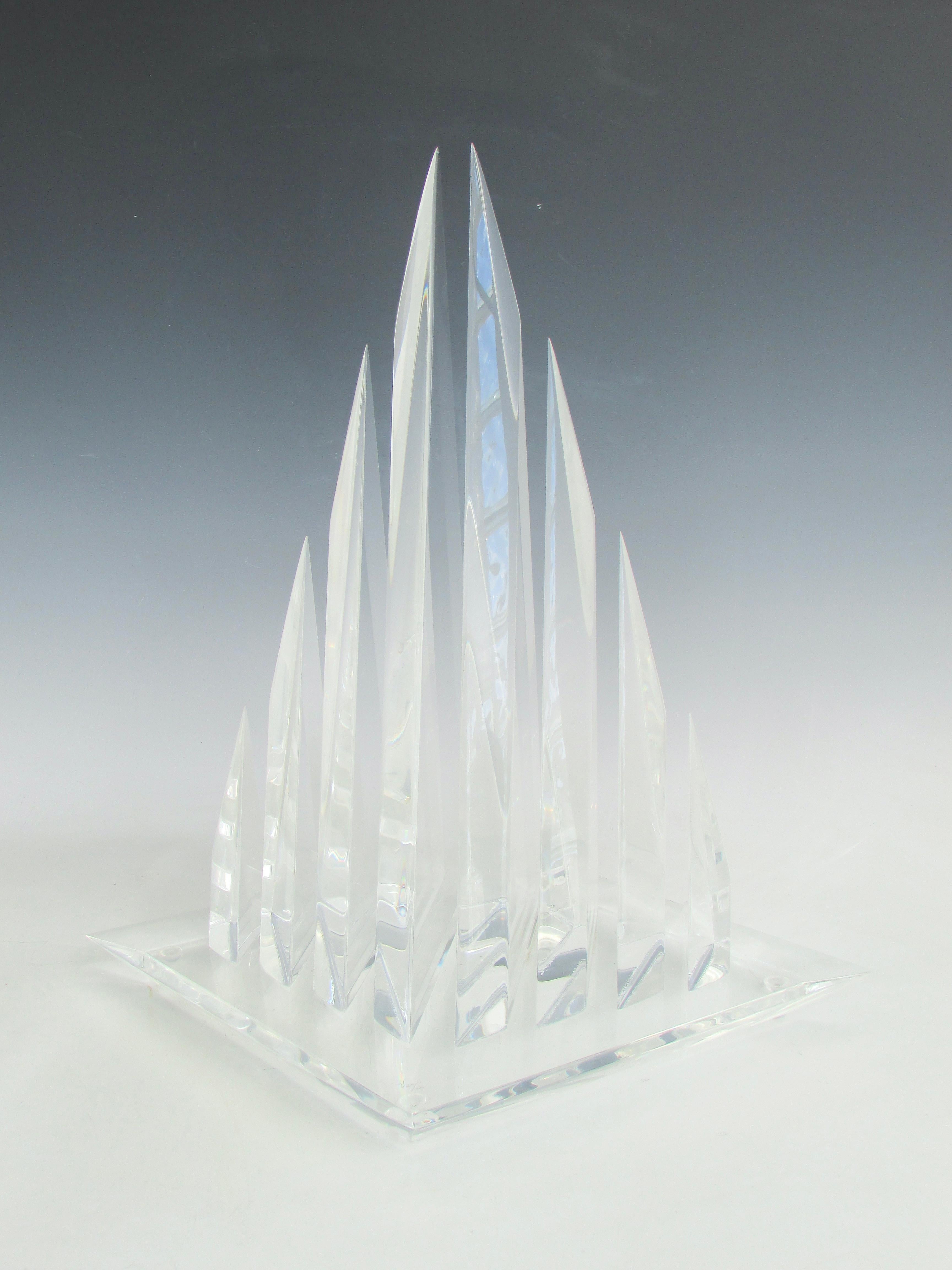 Acrylic Hivo Van Teal Segmented Lucite Pyramid, Triangle Sculpture For Sale