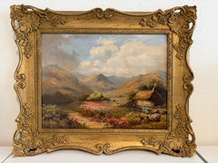 H. I. Walker 1884 Antique British Mountain Landscape Pittura ad olio, cornice dorata