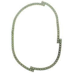 HJ Signed 9 Carat Round Brilliant Cut Diamond Necklace in White Gold