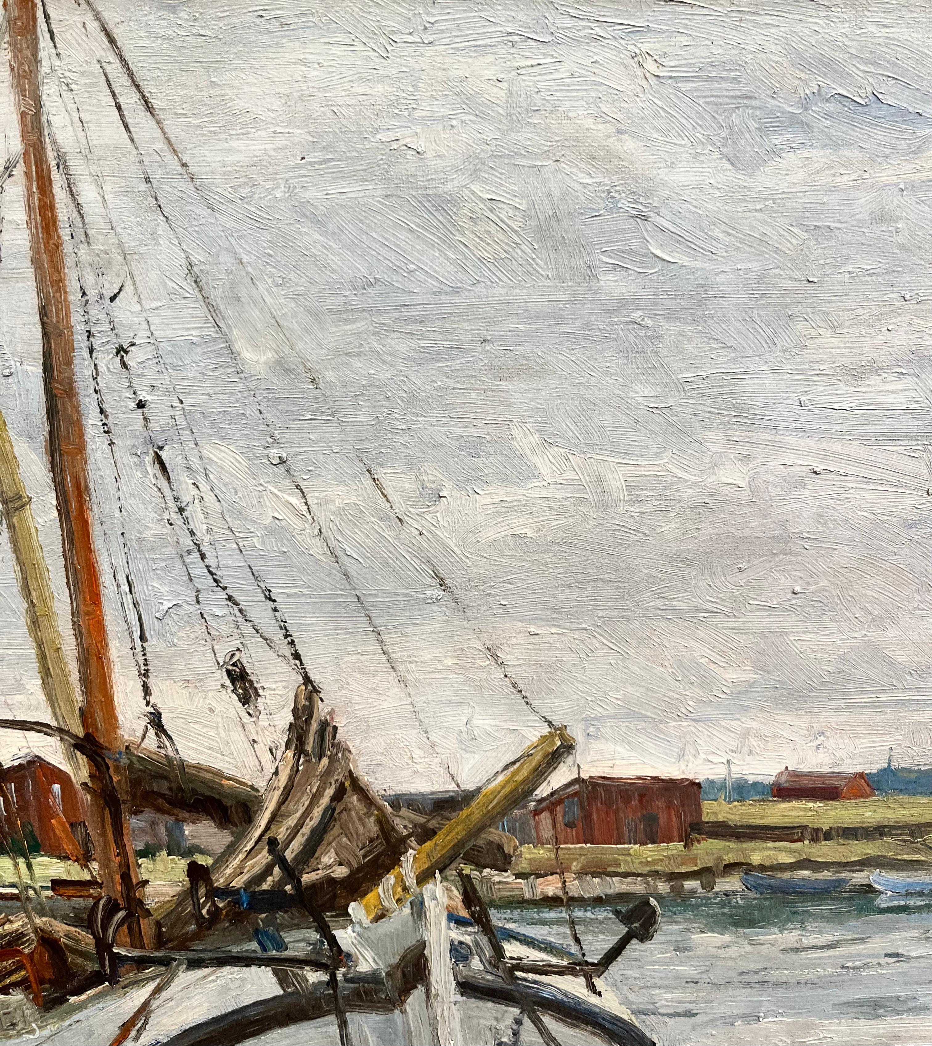 Docking on the Shore of the Potomac River - Impressionist Painting by H.J. Storm