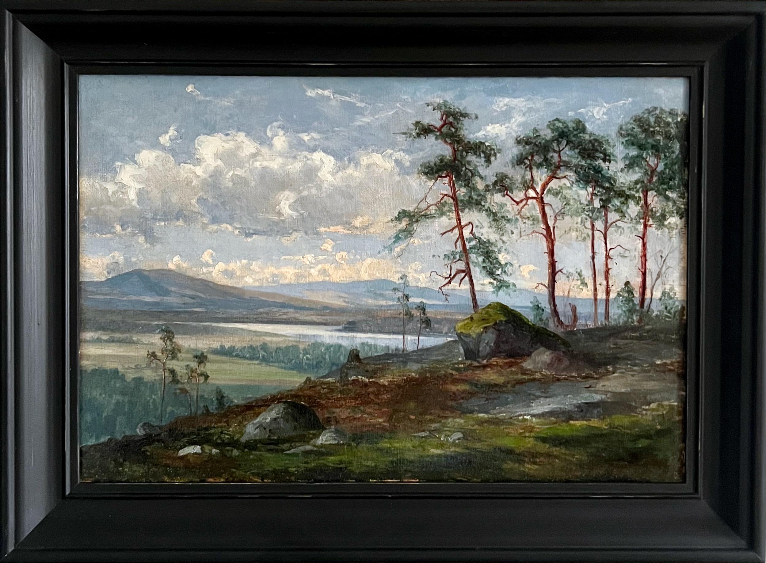Hjalmar Falk Landscape Painting - Skäckerfjällen Seen From Kolåsen, Mountain View, 19th century, Oil on canvas
