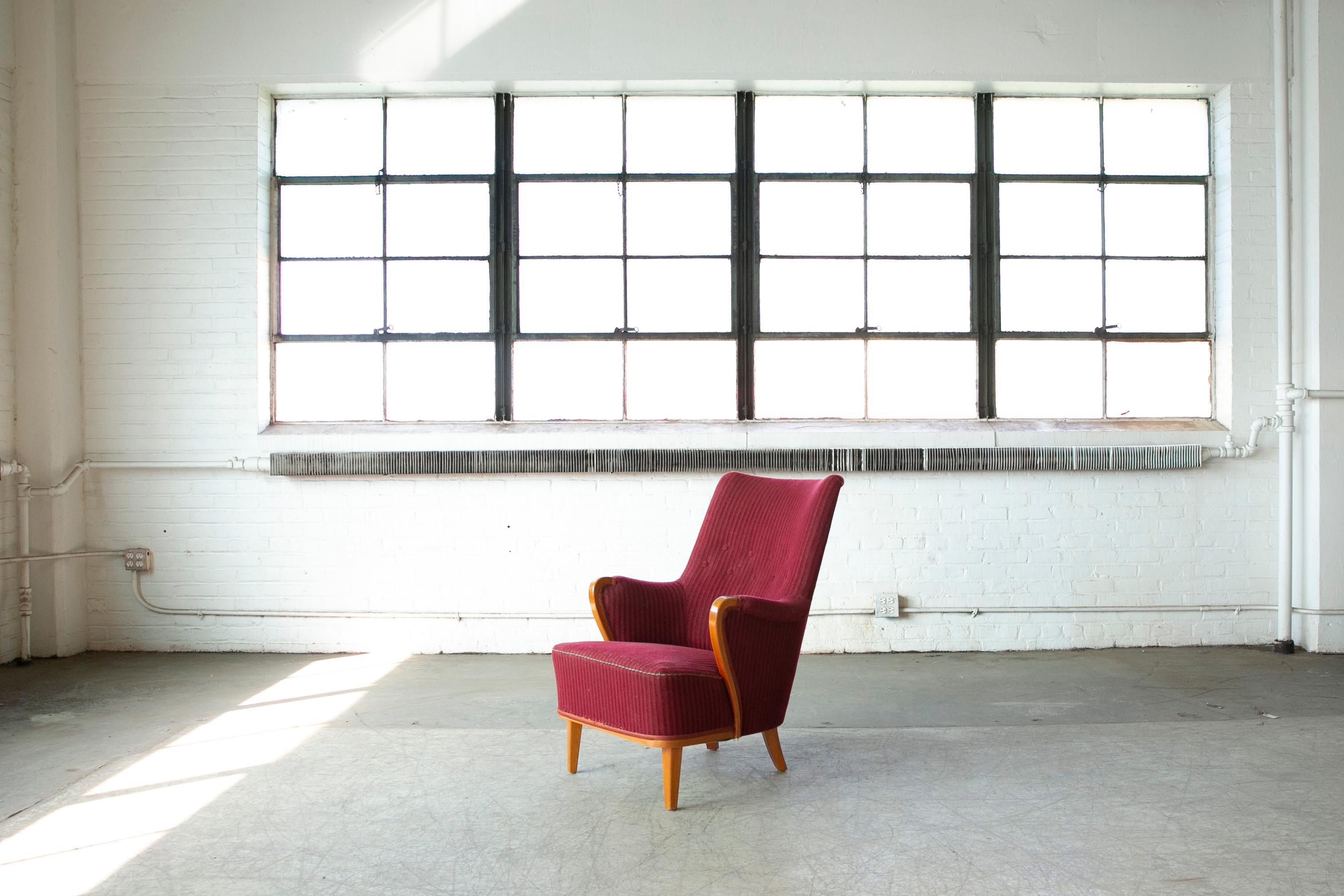 Scandinavian Modern Swedish Lounge Chair by Axel Larsson for Hjalmar Jackson 1940's For Sale