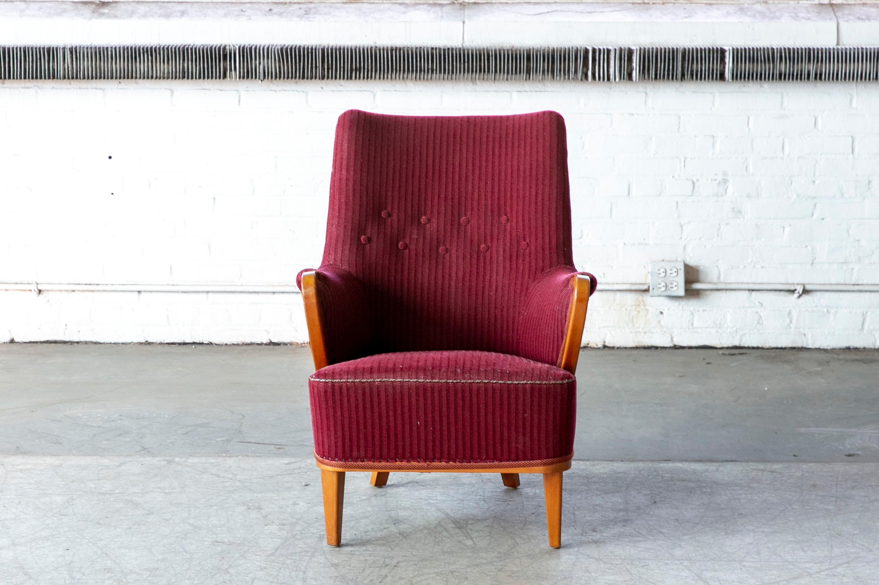 Mid-20th Century Swedish Lounge Chair by Axel Larsson for Hjalmar Jackson 1940's For Sale