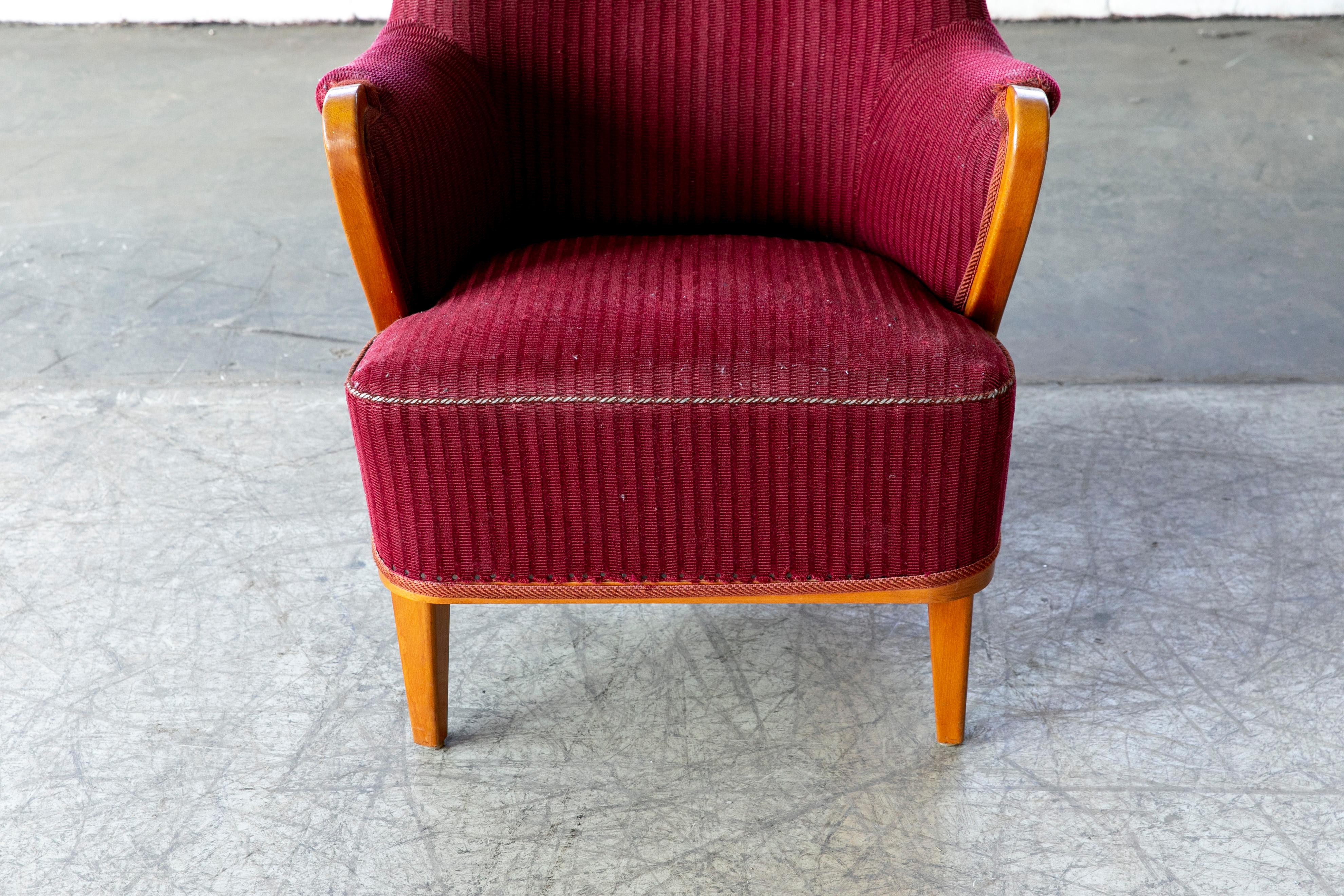 Swedish Lounge Chair by Axel Larsson for Hjalmar Jackson 1940's For Sale 2