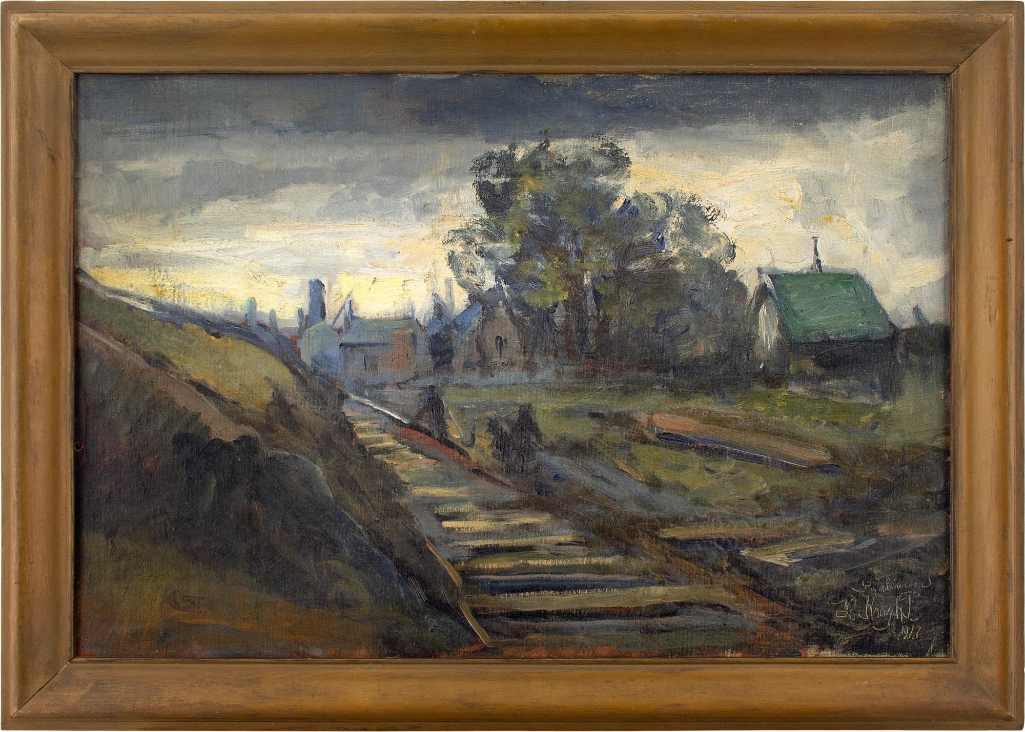 This early 20th-century oil painting by Danish artist Hjalmar Kragh-Pedersen (1883-1962) depicts the industrial area of Sydhavn, Denmark.

Hjalmar Kragh-Pedersen was predominantly known for his expressive oil paintings depicting industrial scenes,