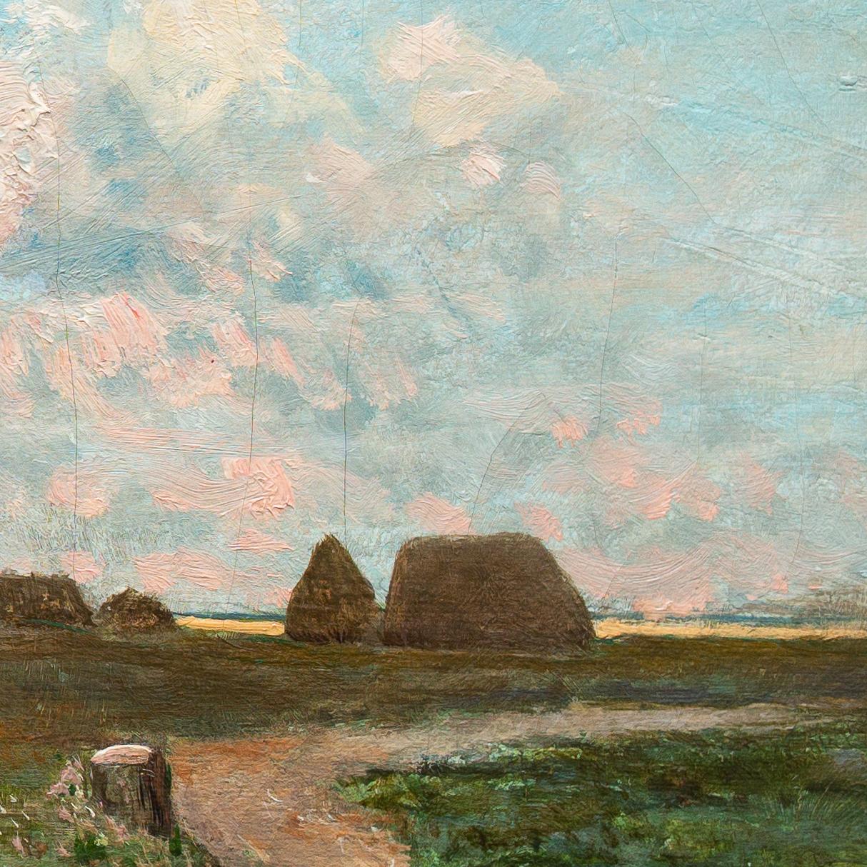 Harvest Time by Hjalmar Sandberg, Swedish Artist, Oil on Canvas, Signed, 1876 For Sale 7