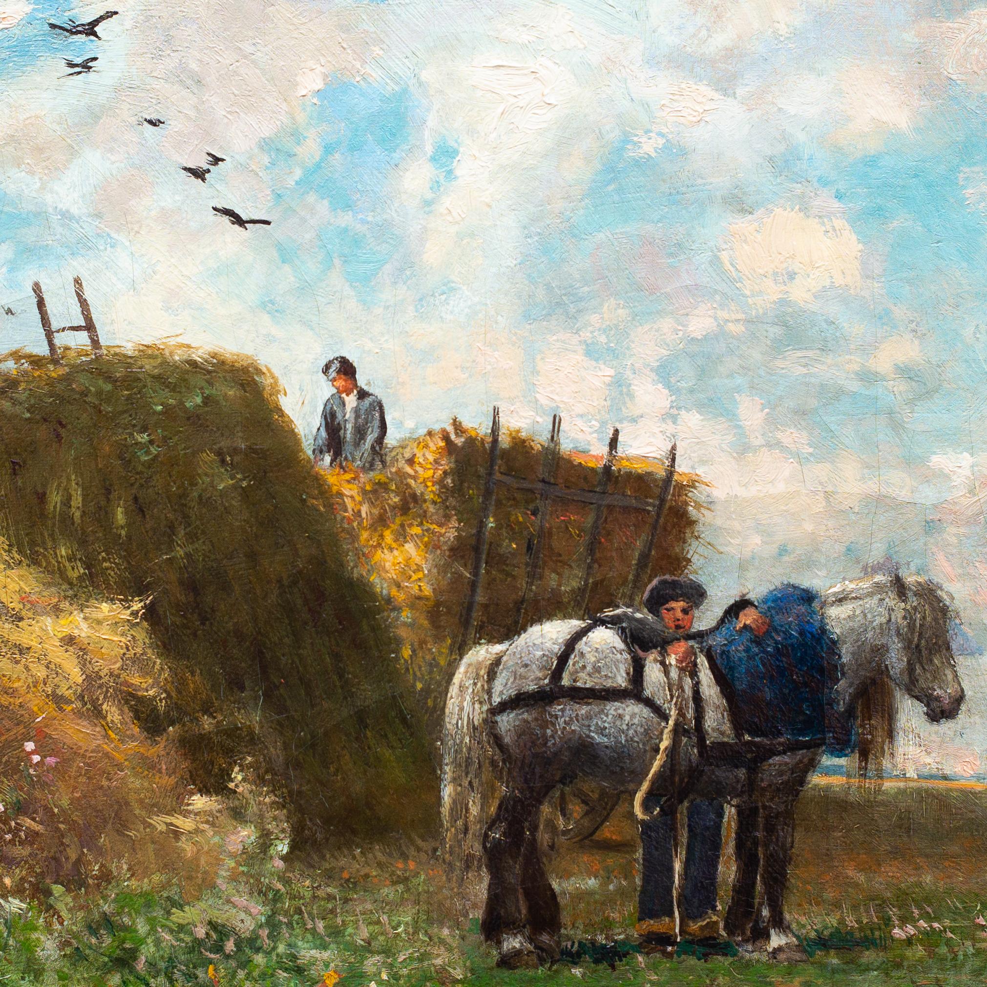Harvest Time by Hjalmar Sandberg, Swedish Artist, Oil on Canvas, Signed, 1876 For Sale 1