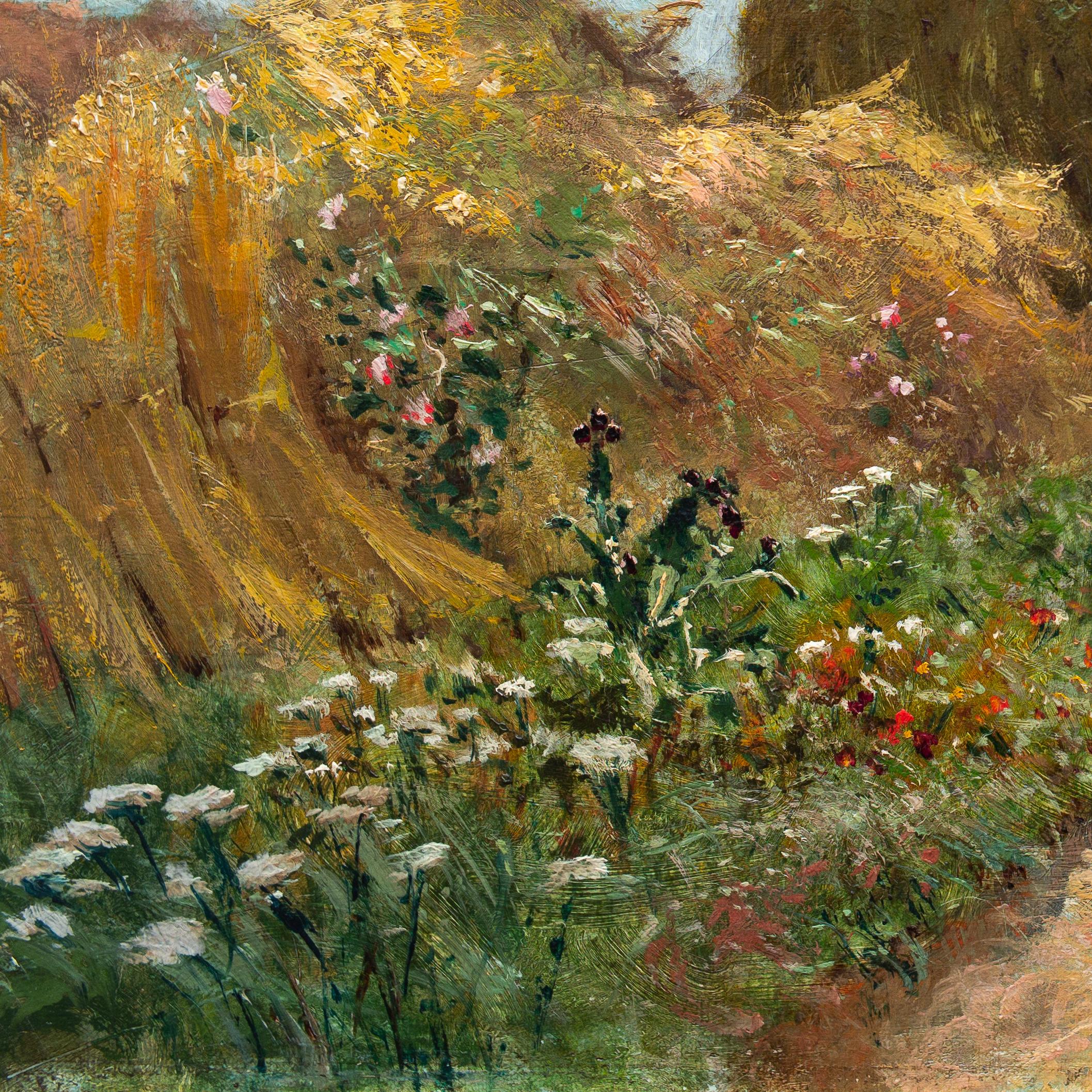 Harvest Time by Hjalmar Sandberg, Swedish Artist, Oil on Canvas, Signed, 1876 For Sale 2
