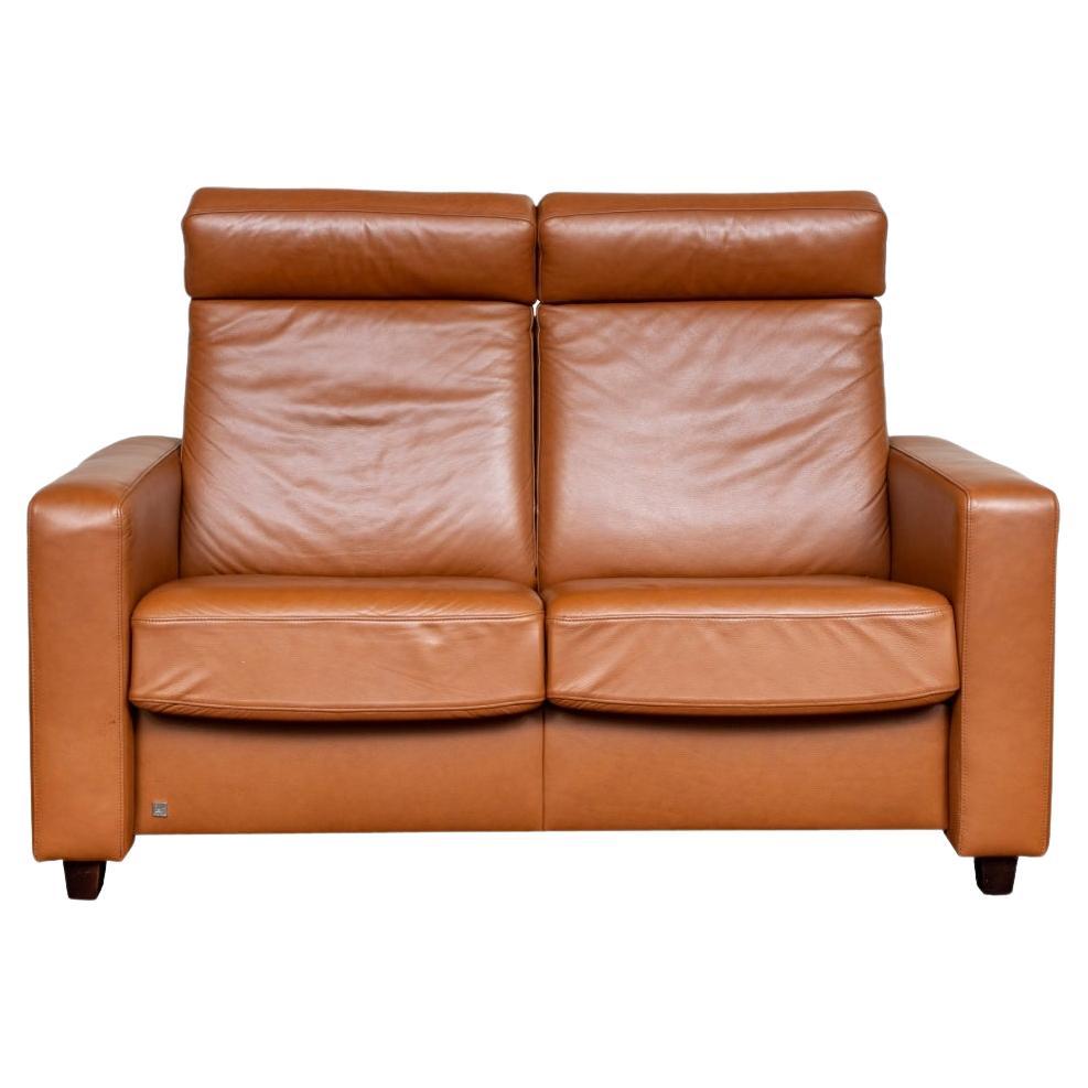 Hjellegjerde Mobler Fjords Two Seat Leather Recliner Sofa For Sale