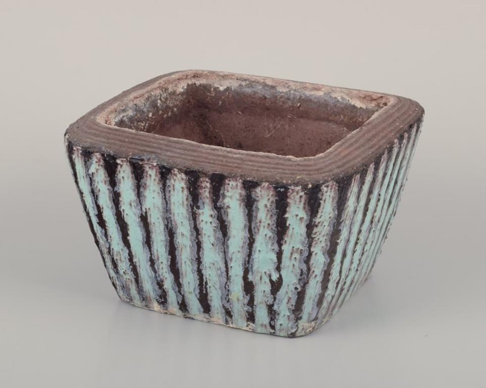 Scandinavo moderno Hjördis Oldfors per Upsala Ekeby. Raro vaso da fiori a strisce. in vendita