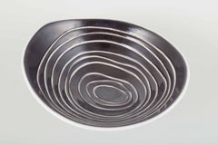 Hjördis Oldfors, Upsala-Ekeby. Asymmetrical ceramic bowl with linear decoration.
