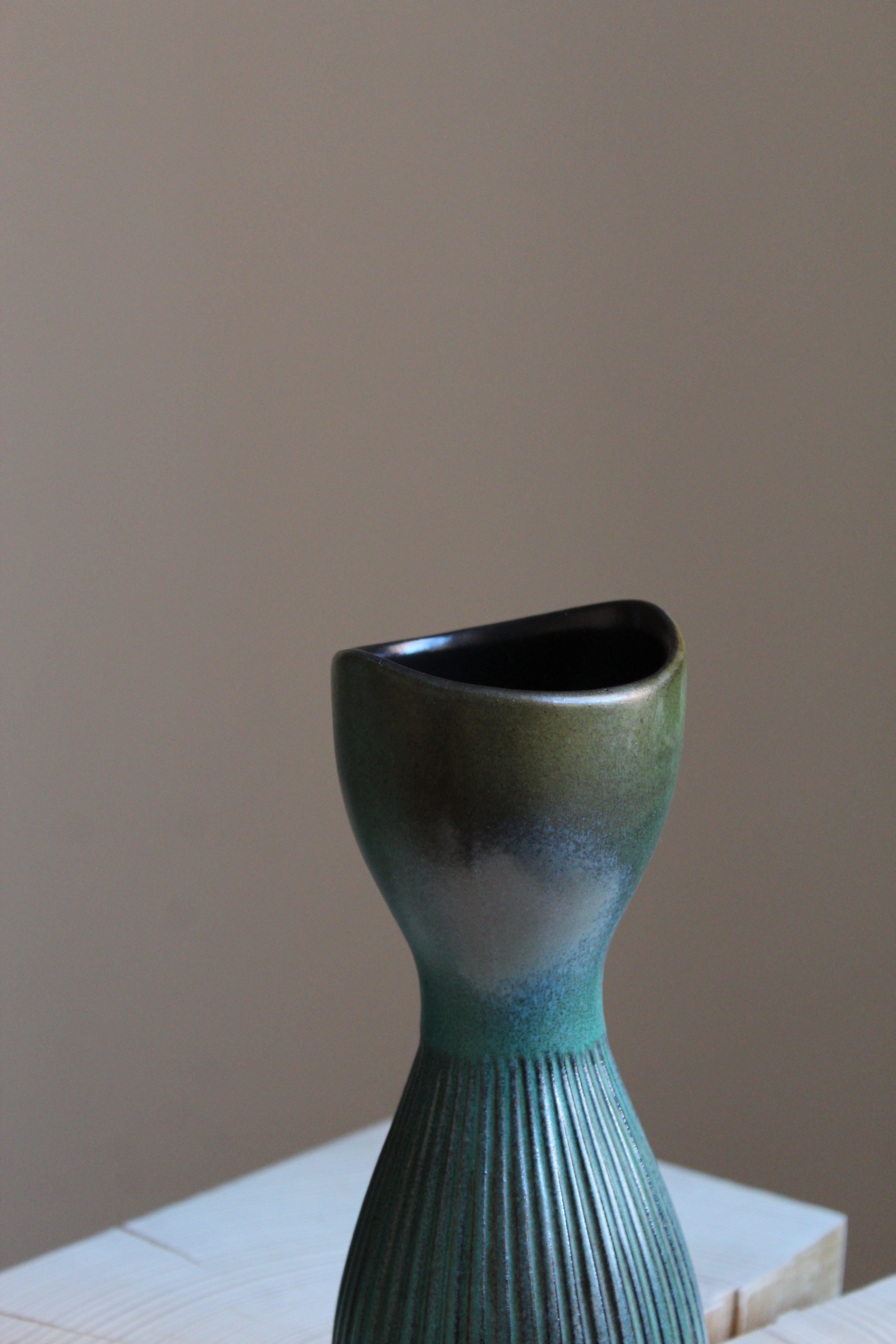 Swedish Hjördis Oldfors, Vase, Glazed Stoneware, Upsala-Ekeby, Sweden, 1950s