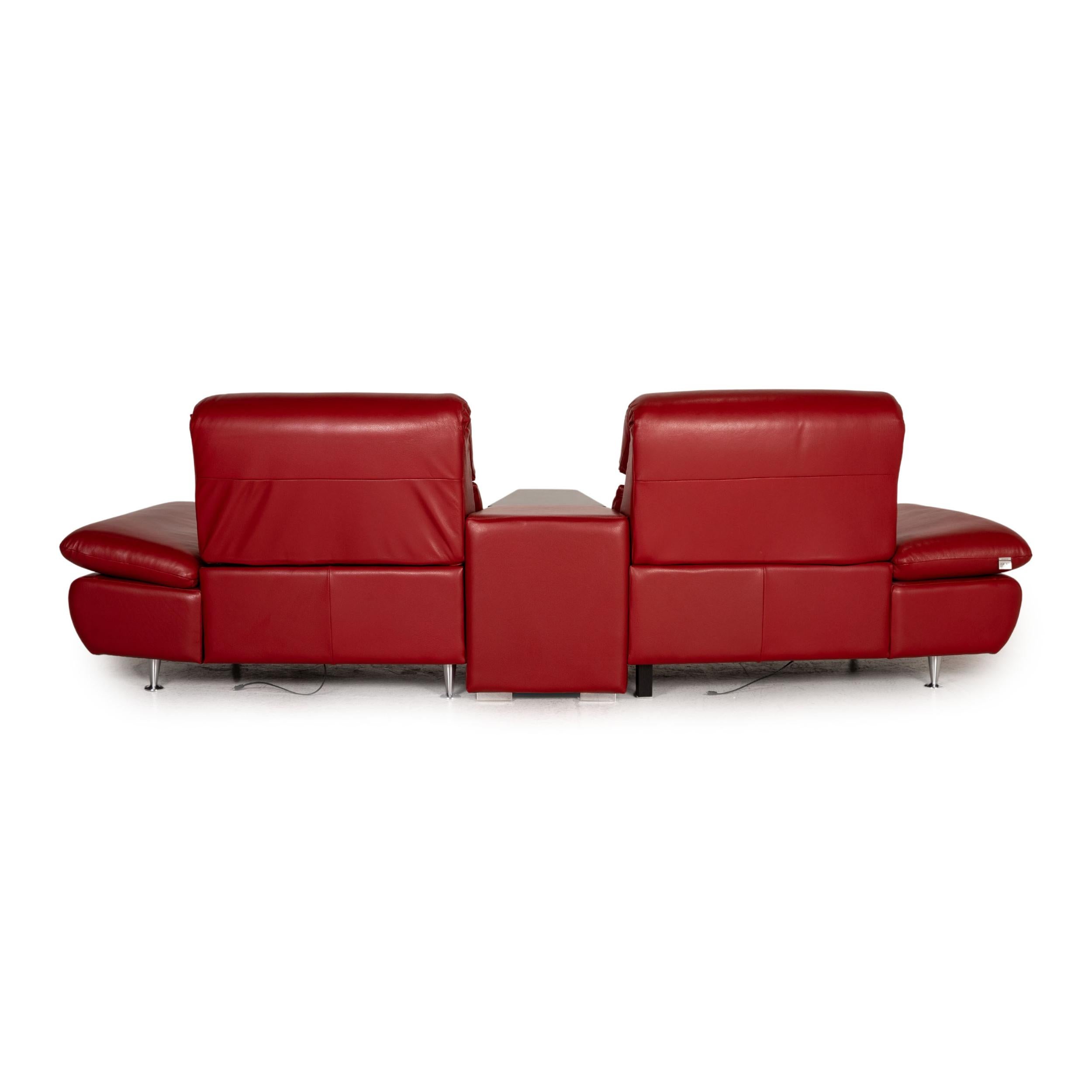 Hjort Knudsen Danish Design Barbardos Leather Sofa Red Two-Seater Couch For Sale 2