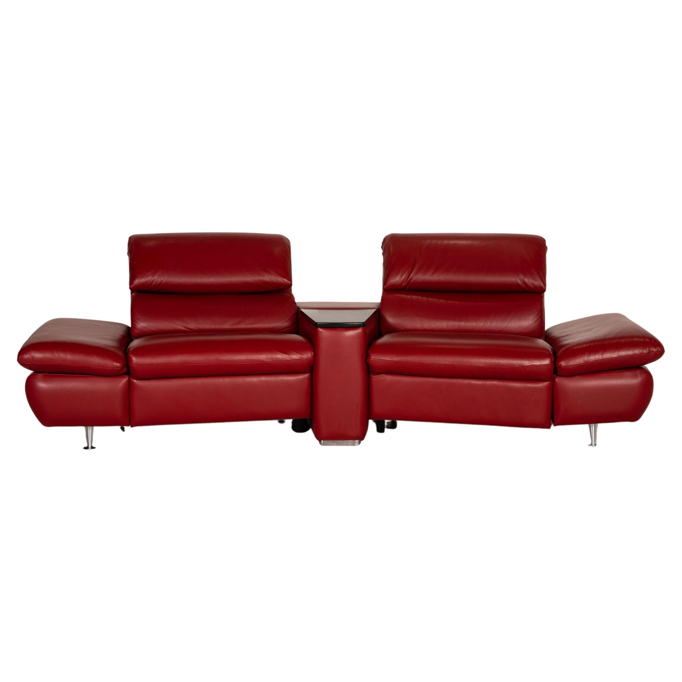 Hjort Knudsen Danish Design Barbardos Leather Sofa Red Two-Seater Couch For Sale