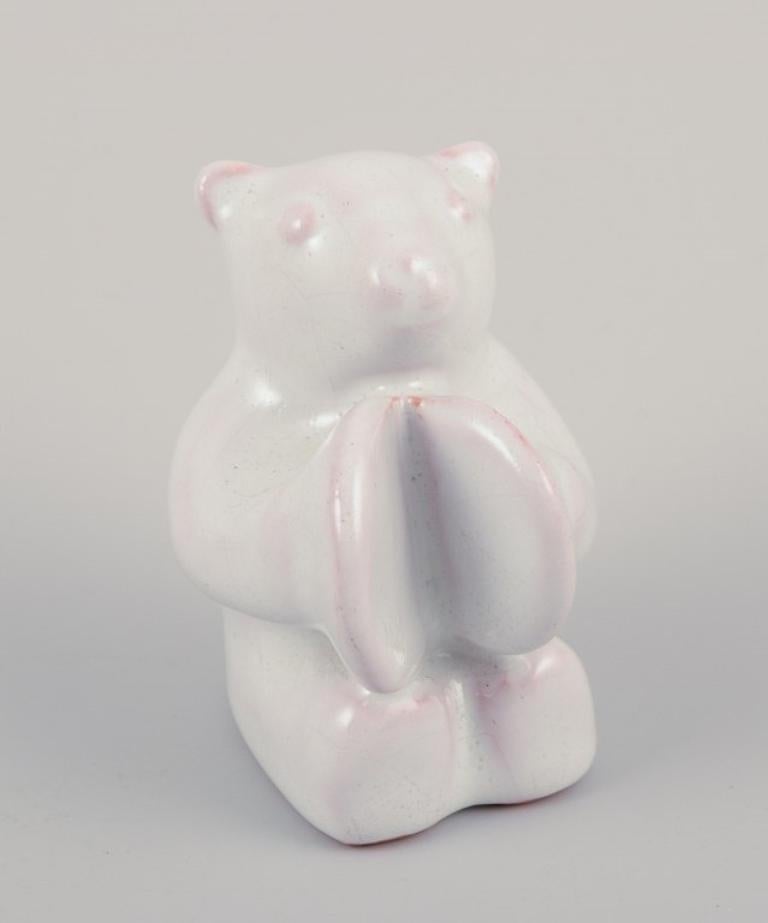 Danish Hjorth, Bornholm. Five bear musicians in white glazed stoneware. For Sale
