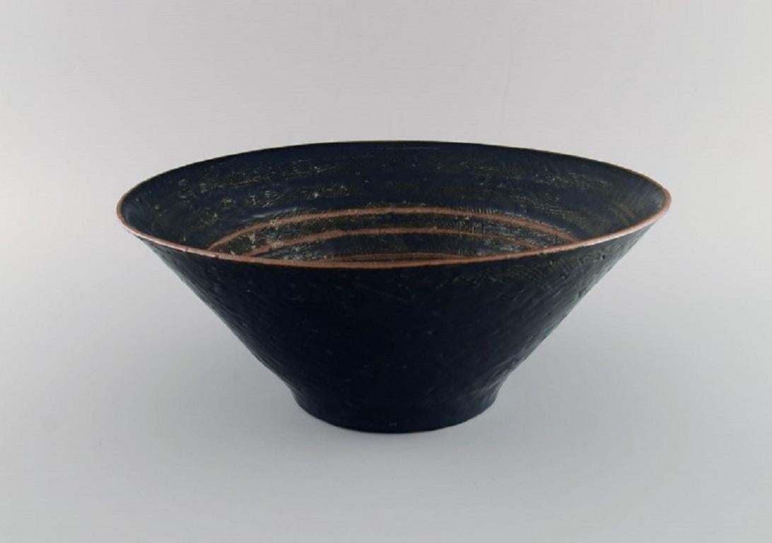 Danish Hjorth, Bornholm Museum, Unique Bowl in Glazed Stoneware, Late 20th C For Sale