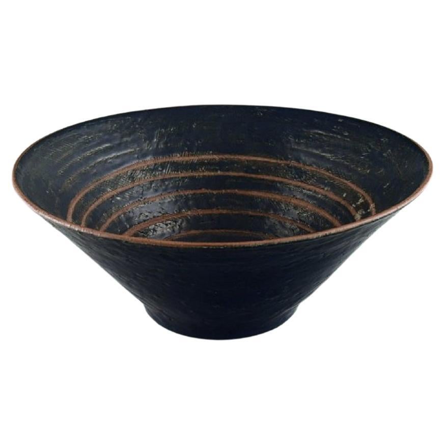 Hjorth, Bornholm Museum, Unique Bowl in Glazed Stoneware, Late 20th C For Sale