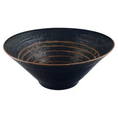 Hjorth, Bornholm Museum, Unique Bowl in Glazed Stoneware, Late 20th C