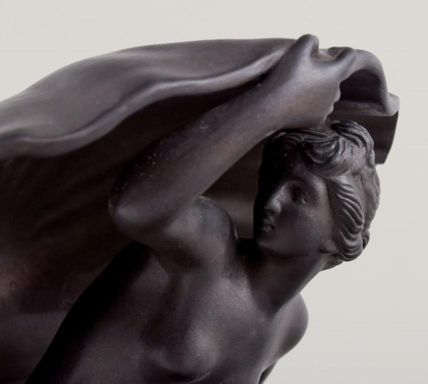 Hjorth, Bornholm. Rare sculpture in black terracotta. The birth of Aphrodite. In Excellent Condition For Sale In Copenhagen, DK
