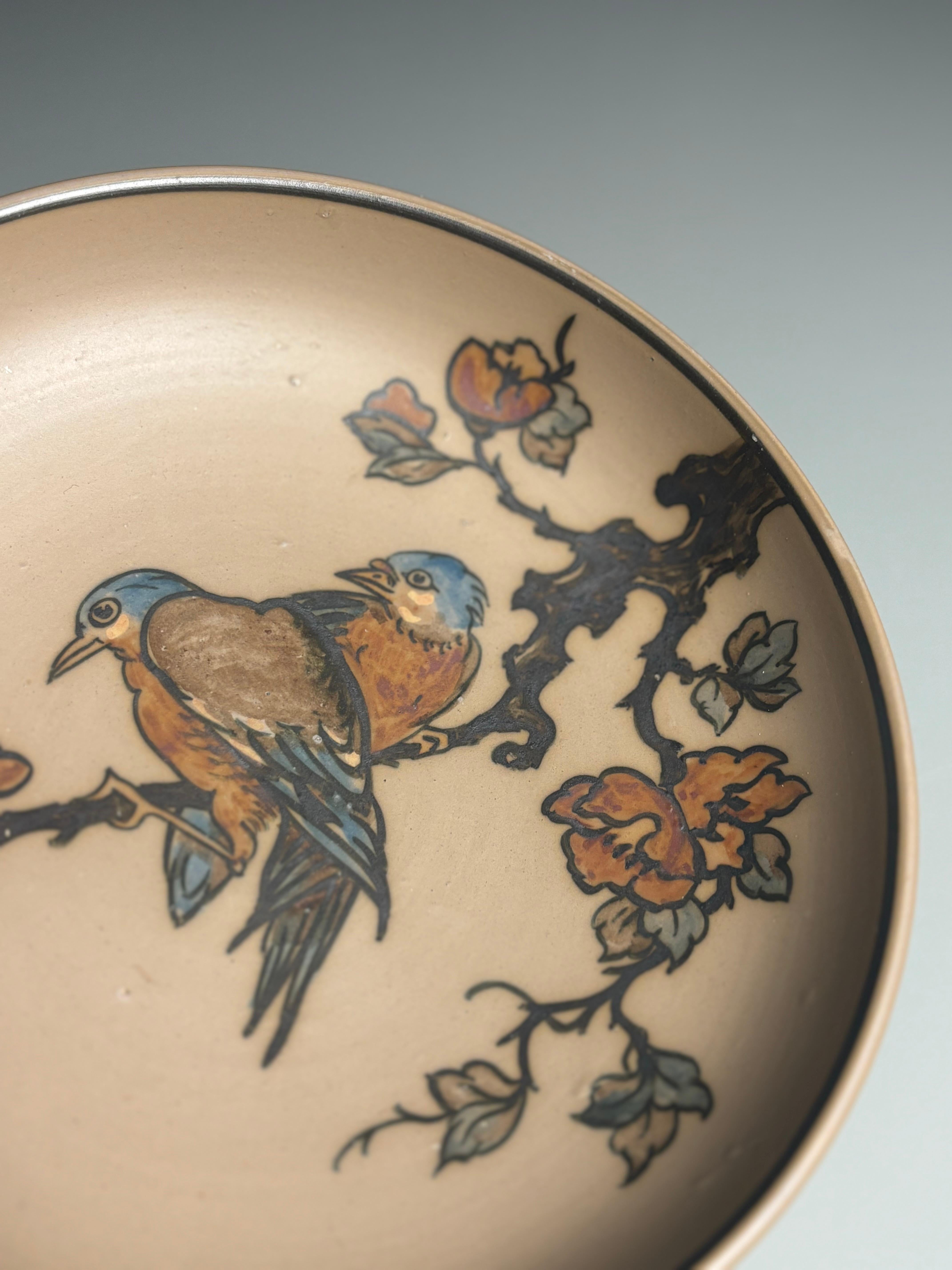 Dänische handbemalte Jugendstil-Ablageschale von Hjorth, 1940er Jahre (Art nouveau) im Angebot
