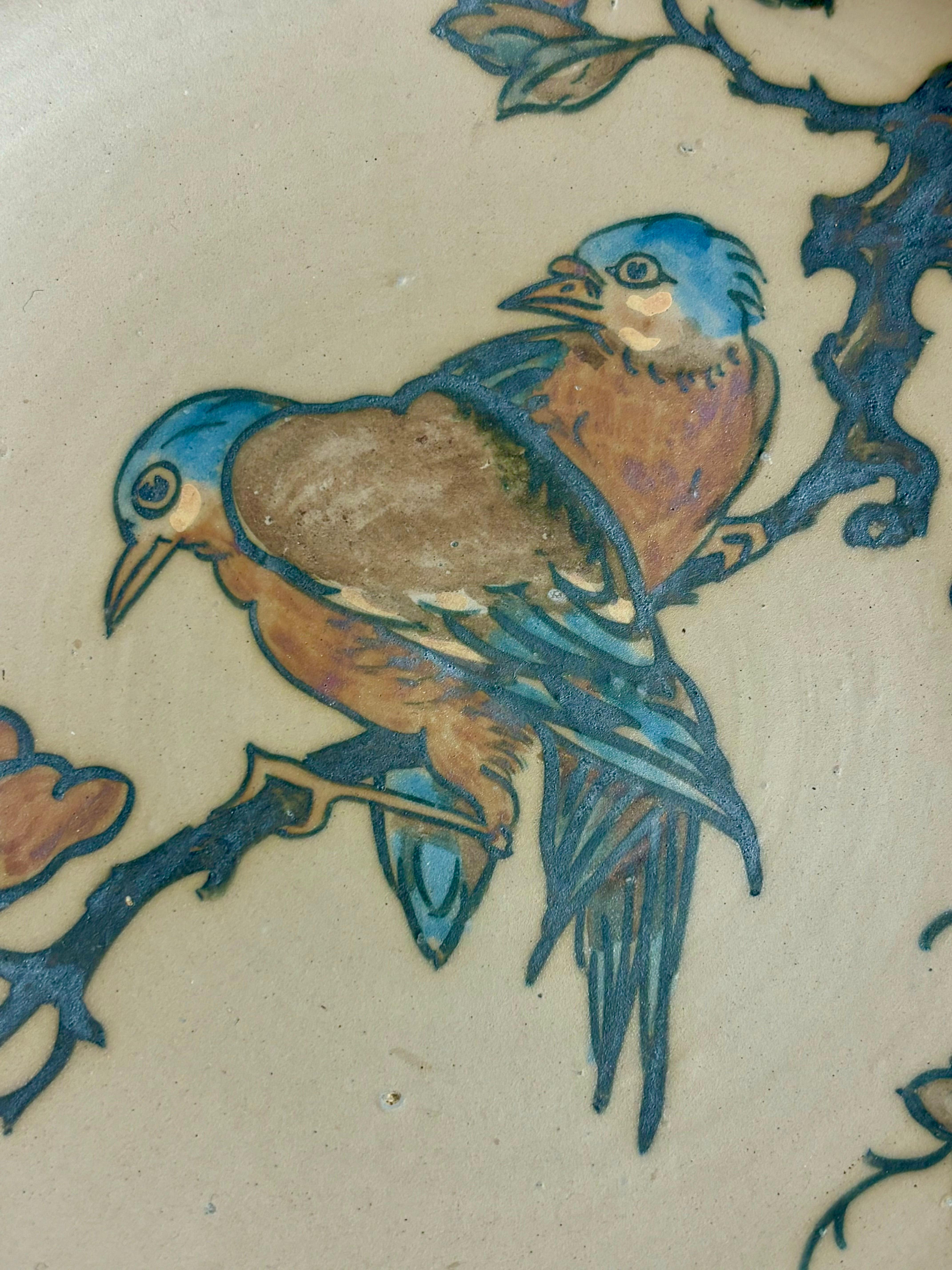Dänische handbemalte Jugendstil-Ablageschale von Hjorth, 1940er Jahre im Zustand „Gut“ im Angebot in Copenhagen, DK