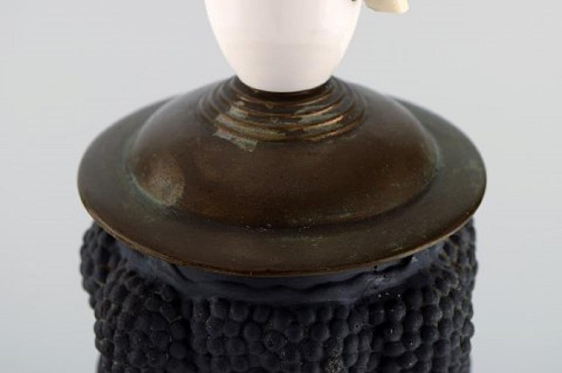 Hjorth, Denmark, Large Lamp Made of Black Terracotta Decorated with Putti For Sale 1